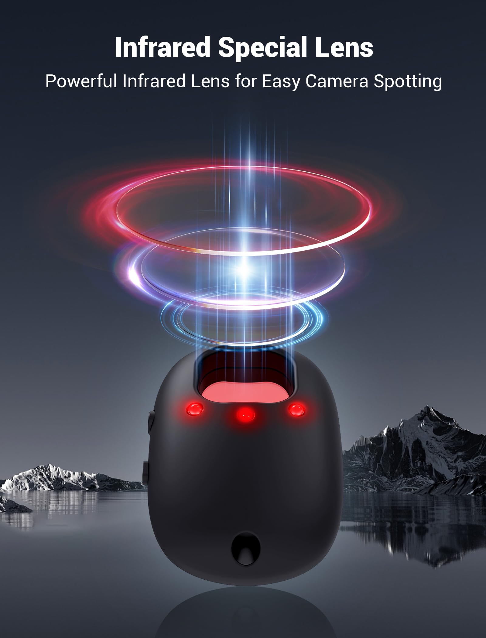 **Hidden Camera Detector - Anti Spy Device Finder for Hotel, Travel, Home, Airbnb | Portable Bug Detector for Bedroom, Bathroom & Office | Black**    *(Perfect for Travelers, Privacy Protection, Security Checks & Suspicious Area Scans)*