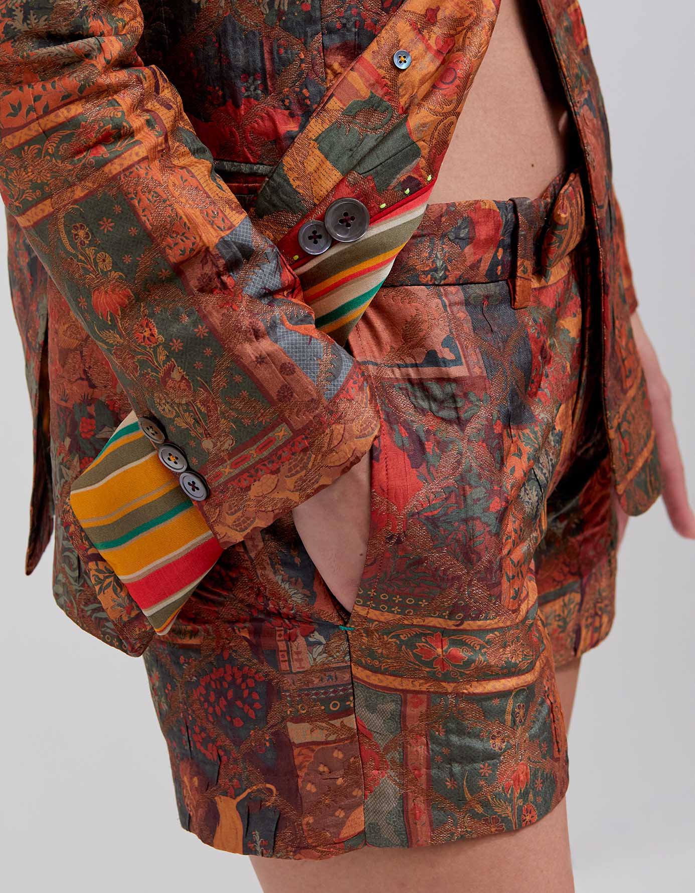 Elegant Rana Blazer in Silk Brocade - Terracotta Color for Women | Perfect for Office Wear, Cocktail Parties & Formal Events