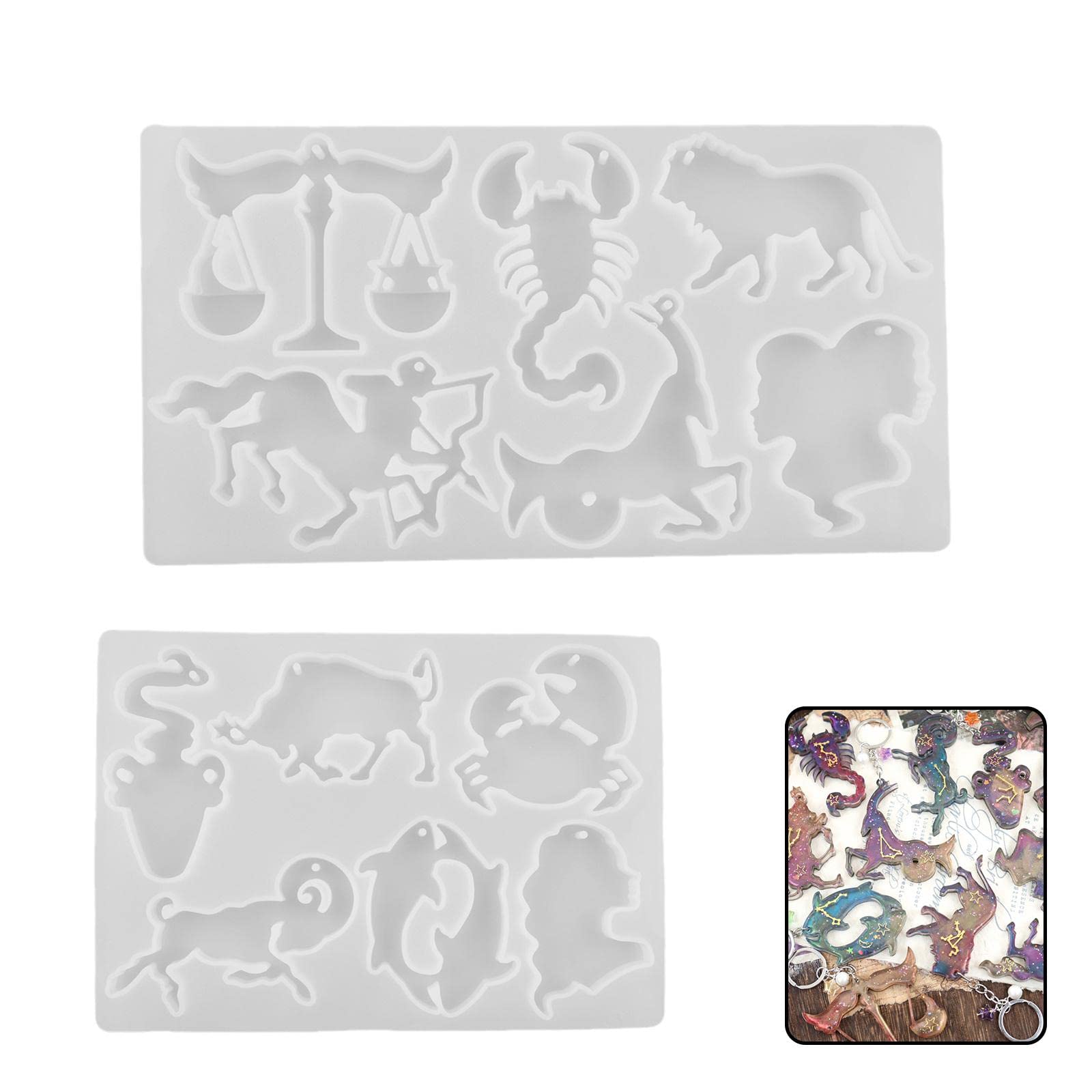 12 Zodiac Animal Keychain Resin Molds - Epoxy Jewelry Casting Molds for DIY Pendants, Gifts & Decorations | Perfect for Handmade Jewelry Making, Birthday Gifts & Home Decor