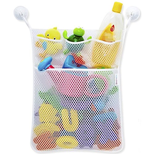 Large Mesh Bath Tub Toy Organizer with 2 Ultra Strong Suction Cups - Storage Solution for Kids, Toddlers & Adults - Perfect for Bathtime Play & Bathroom Organization