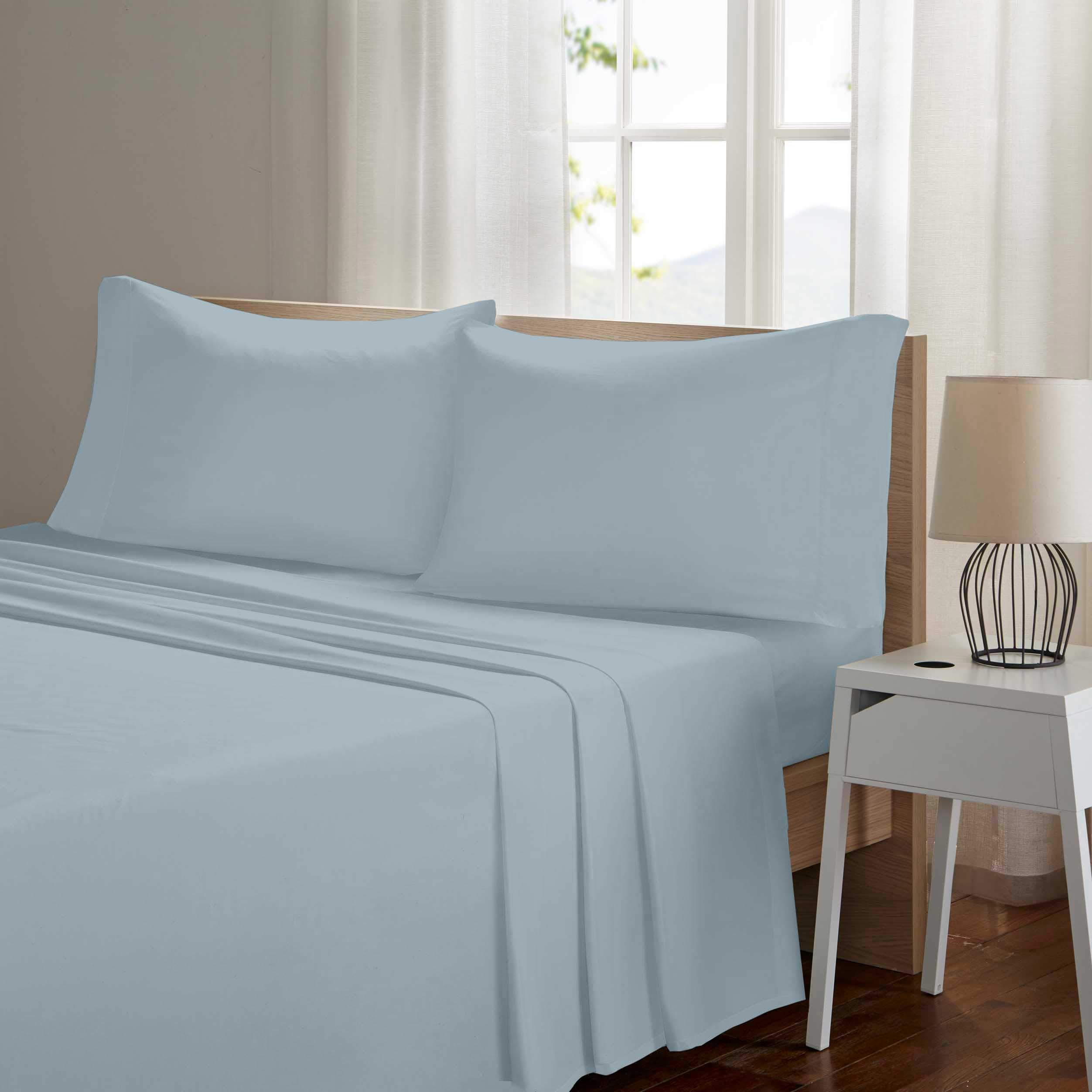 Premium Microfiber Bed Sheet Set - 4 Piece Double Brushed Ultra Soft Queen Size (Baby Blue) for Luxurious Comfort - Perfect for Master Bedroom, Guest Room & Dormitory Use