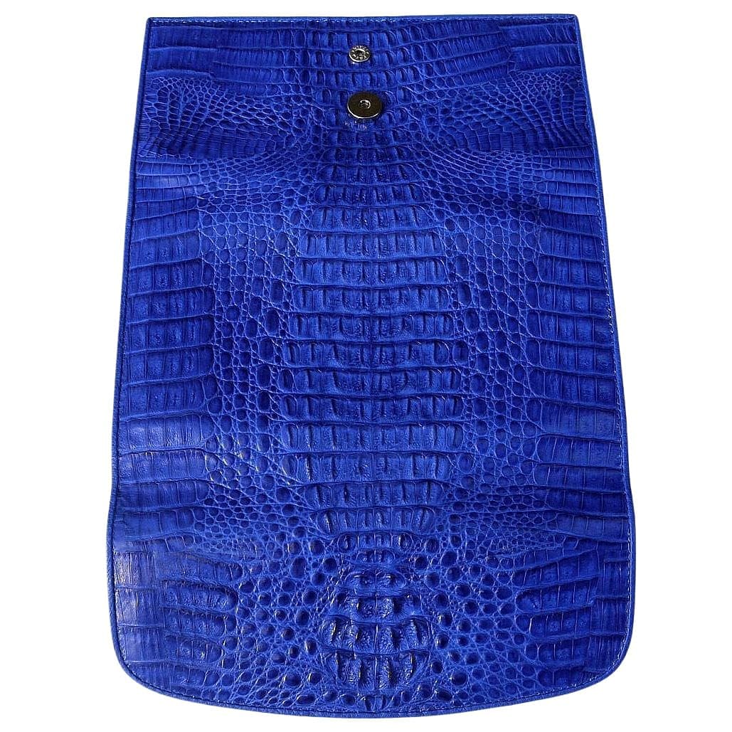 Blue Genuine Crocodile Leather Tri-Fold Women's Wallet - Stylish & Durable RFID Blocking Purse for Everyday Use, Travel & Gift Giving