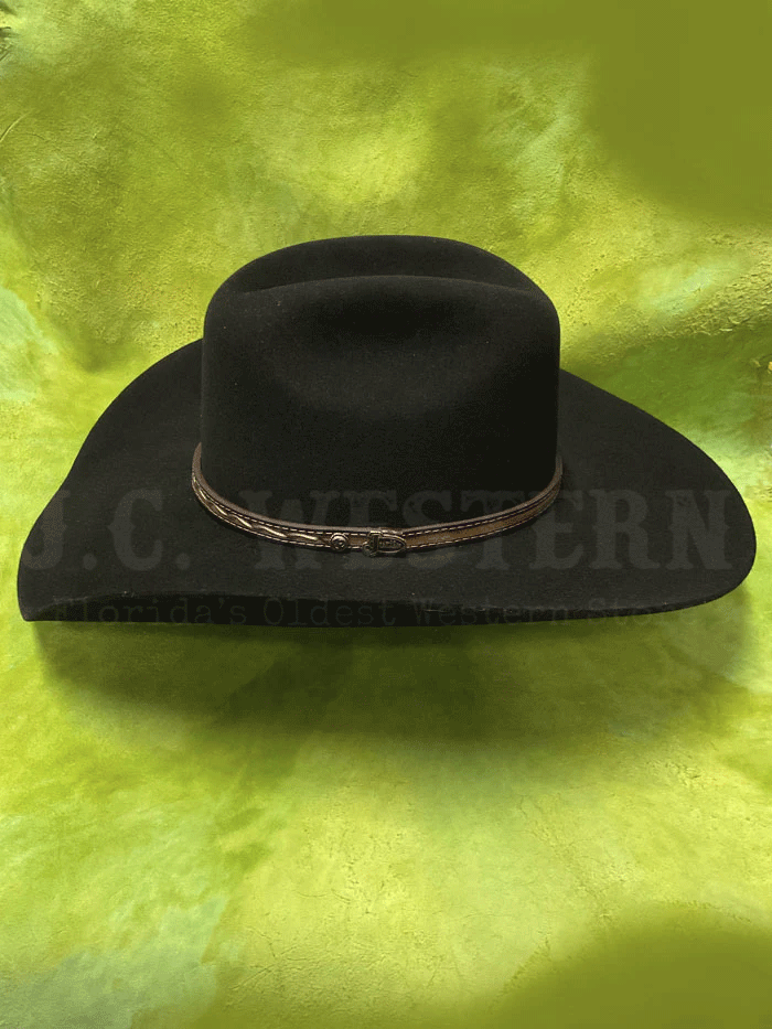 Justin JF0630CROW4402 6X Fur Felt Cowboy Hat - Black Bent Rail Crowell Style for Western Rodeo & Outdoor Adventures