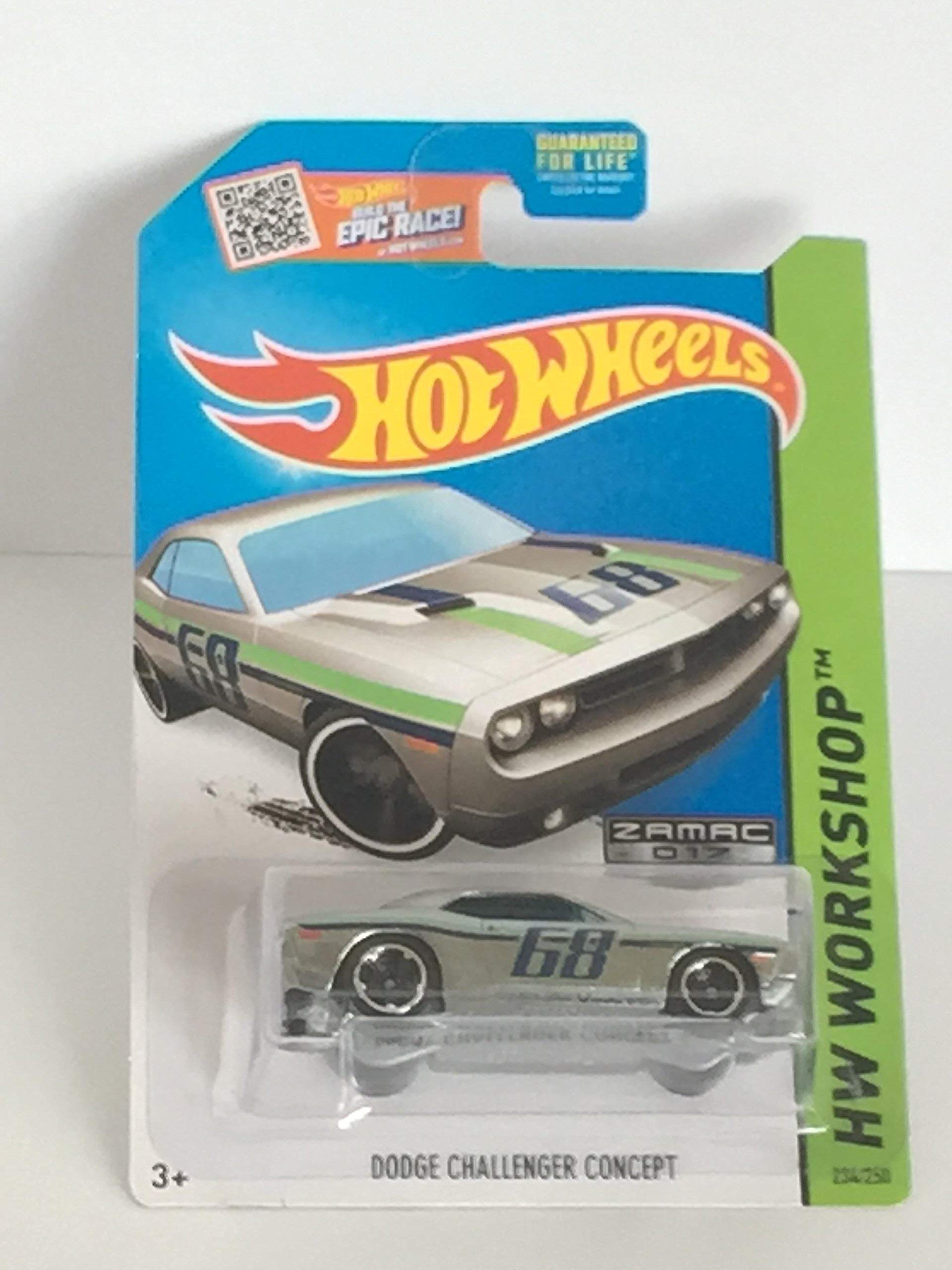 Hot Wheels Silver Dodge Challenger Concept HW Workshop 234/250 2015 Die-Cast Car - Limited Edition Collectible for Kids & Adults - Perfect for Racing Play, Display & Gift Giving