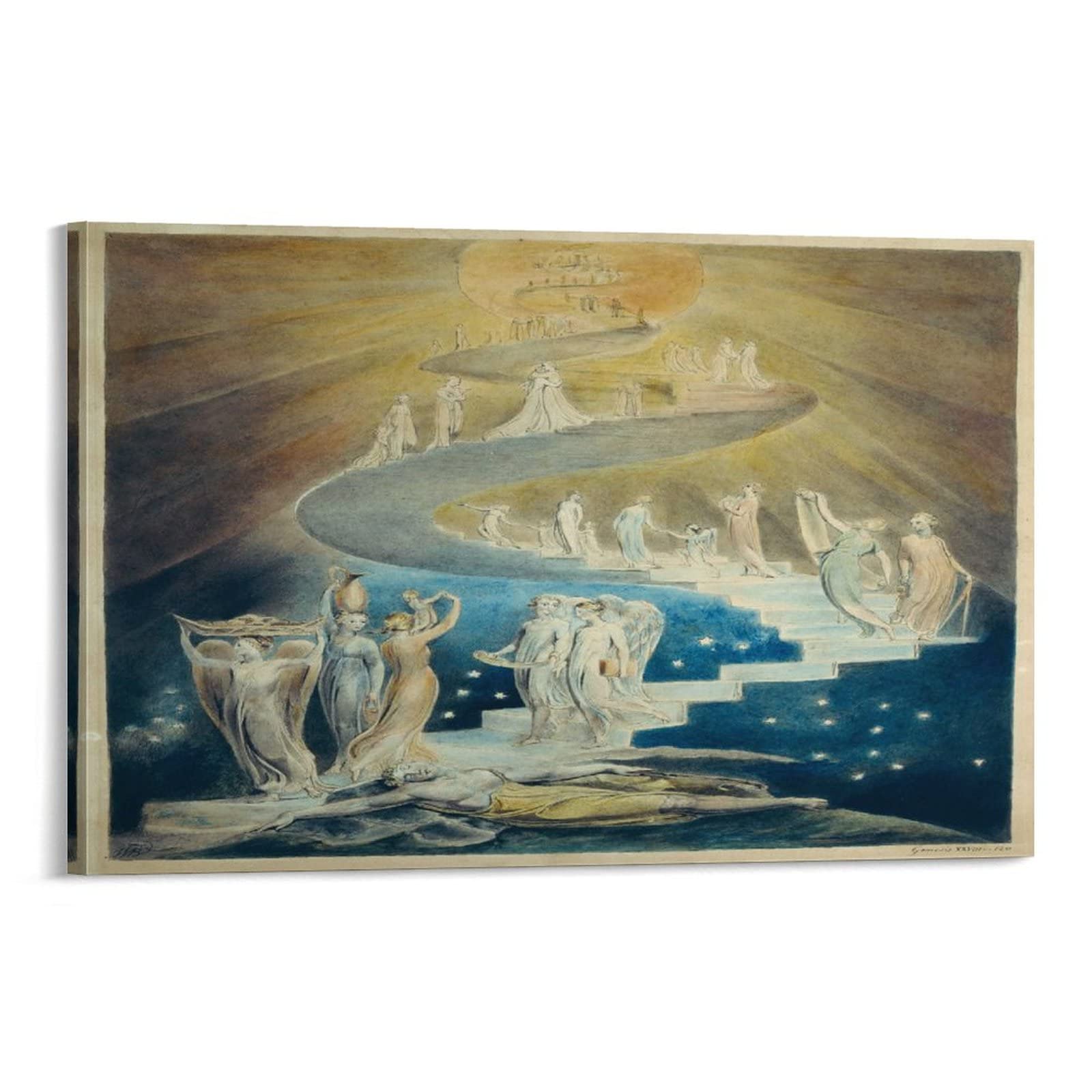 William Blake Jacob's Dream 1805 Classic British Oil Painting Reproduction - Premium Wall Art Poster Print 24x36 inches (60x90cm) for Bedroom, Living Room & Office Decor - Famous Romantic Era Artwork for Home & Office Interior Design