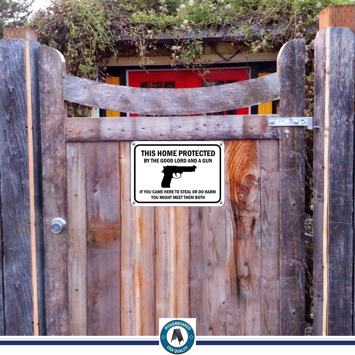 Gun Owner Armed Sign - Rust-Free Indoor/Outdoor Waterproof Novelty House Sign (7