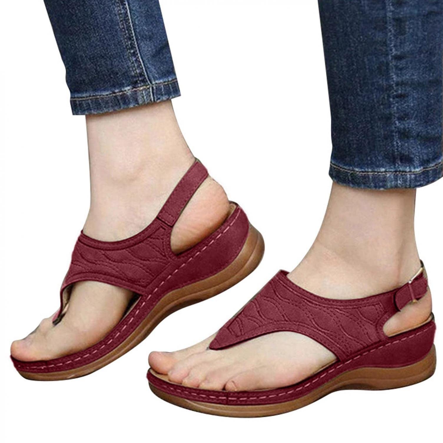 Aayomet Women's Dressy Summer Sandals - Comfortable Flat & Wedge Sandals for Casual, Travel & Beach Wear - Clip Toe Flip Flops for Women