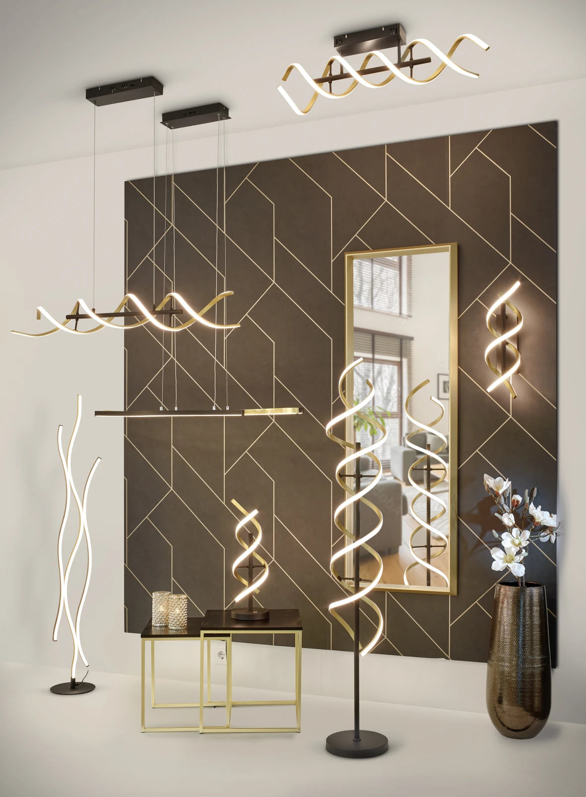 Blaze Modern LED Floor Lamp - Adjustable Brightness, Aluminum/Brass Finish - Perfect for Living Room, Bedroom, or Office Lighting