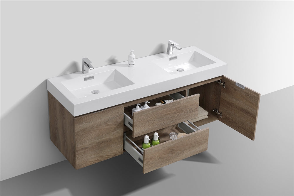 BSL60 Butternut Single Sink Wall Mount Bathroom Vanity - Modern Space-Saving Design for Small Bathrooms & Powder Rooms