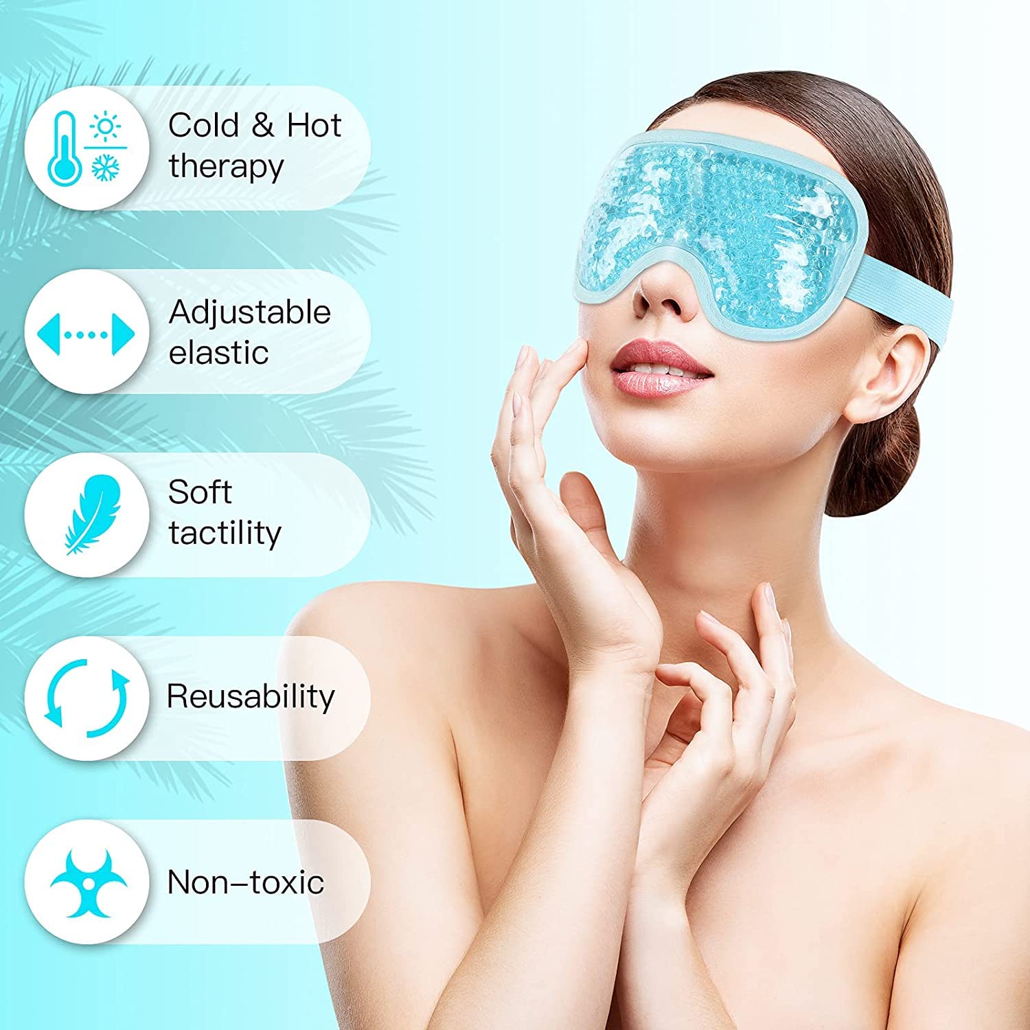 Deoxys Cooling Gel Ice Mask - Reusable Hot & Cold Therapy for Headache, Migraine & Puffiness Relief | Dark Circle & Eye Bag Treatment | Soothing Dry Eyes | Perfect for Stress Relief, Post-Workout Recovery & Beauty Sleep