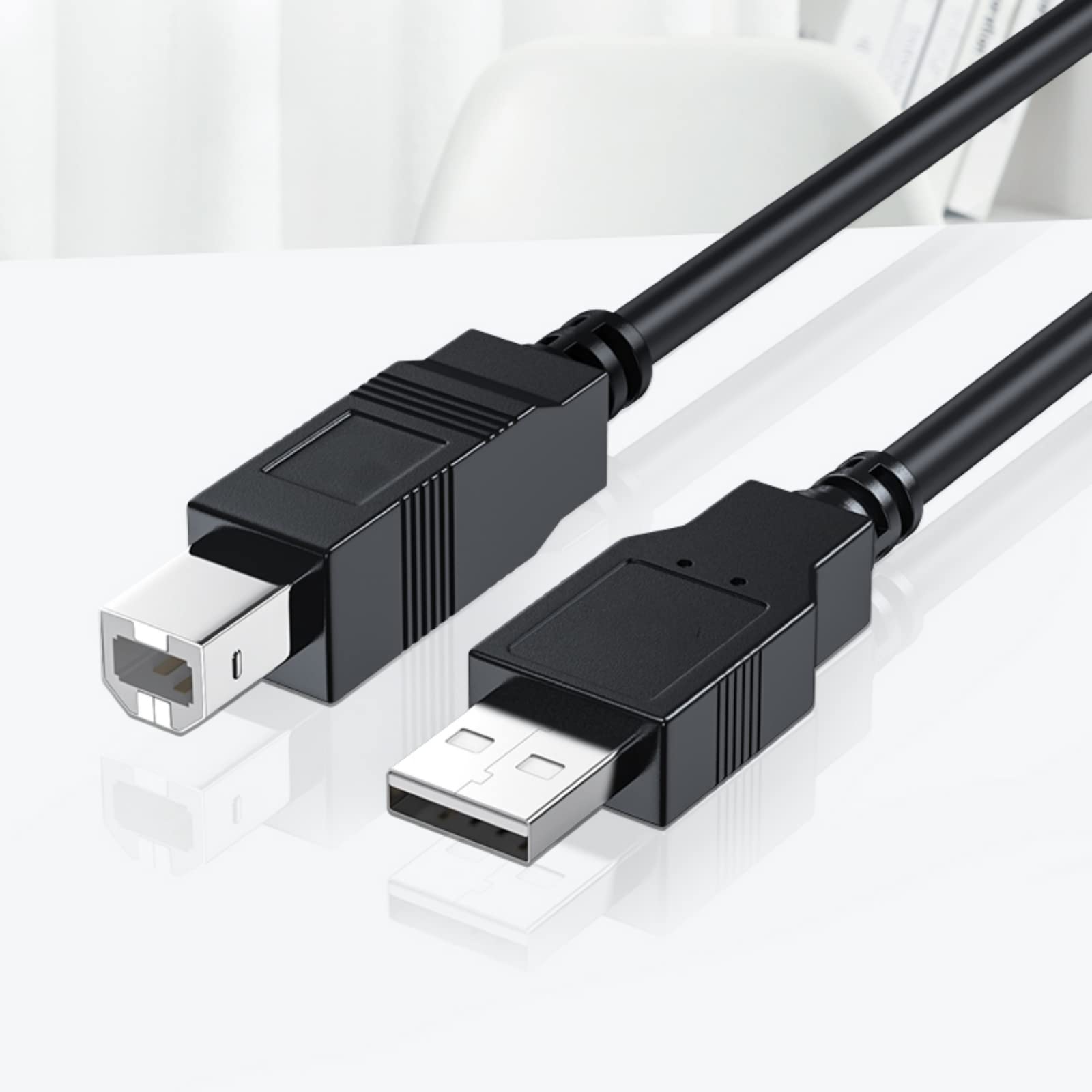 10FT Printer Cable Compatible with HP Envy 4500 5055 5640 6055 6255 6455 7155 7640 7855 8028 & HP Neverstop Laser 1001nw 1202w - High-Speed USB 2.0 Printing Cord for Home & Office Use