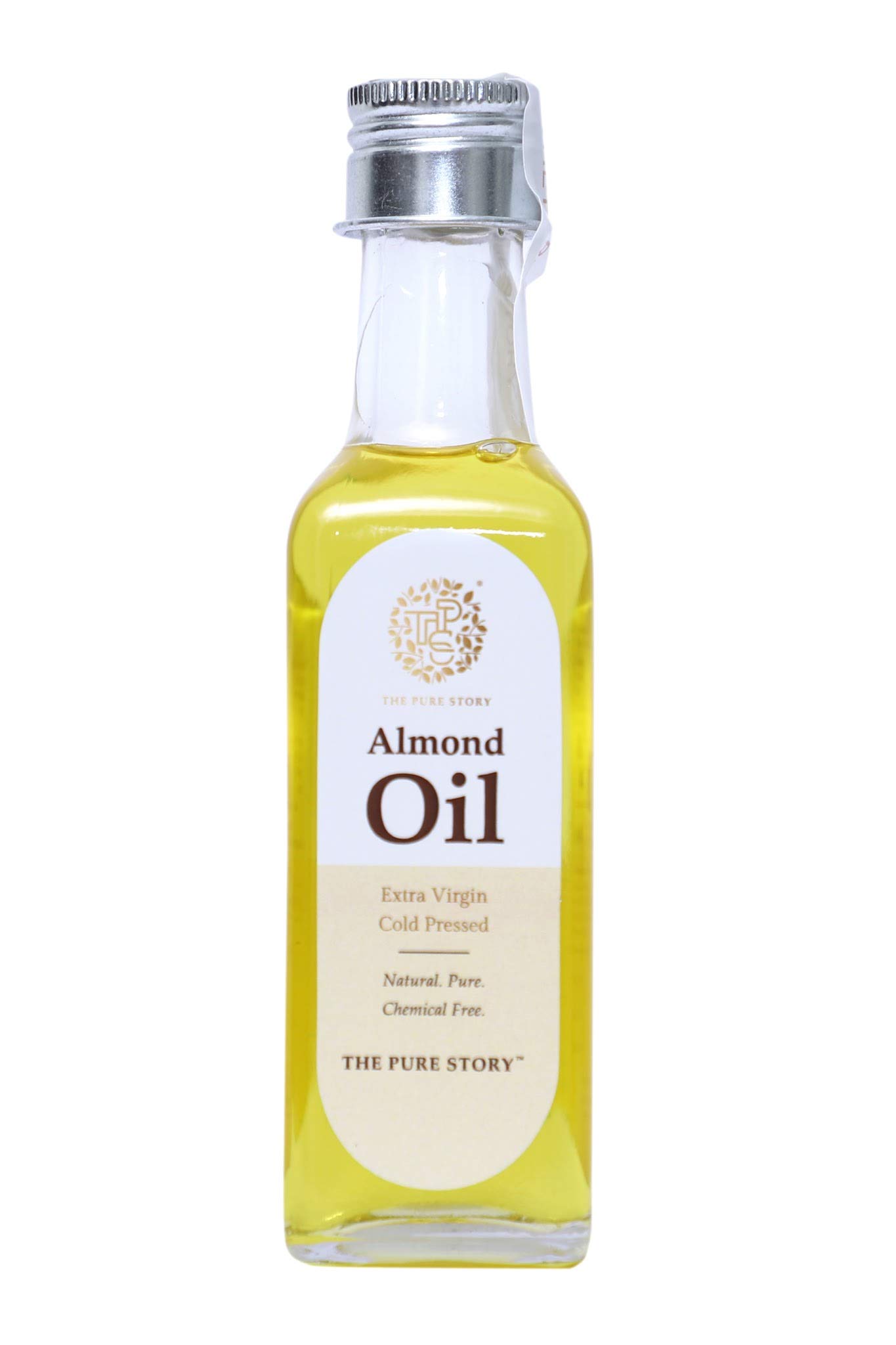 100% Pure Cold Pressed Sweet Almond Oil for Hair, Skin & Face Care - Natural Moisturizer & Massage Oil - 100ml - Perfect for Dry Skin Treatment, Hair Growth & Aromatherapy