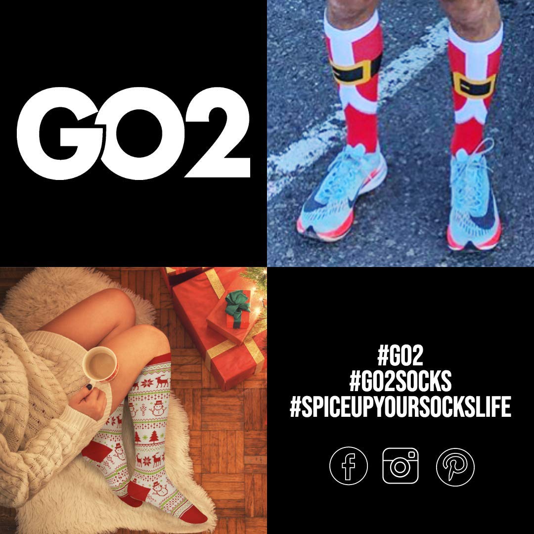 Go2Socks Holiday Compression Socks for Women & Men - 15-20 mmHg Medical Grade Support Stockings for Nurses, Runners, Travel & Long Work Shifts - Improve Circulation & Reduce Swelling