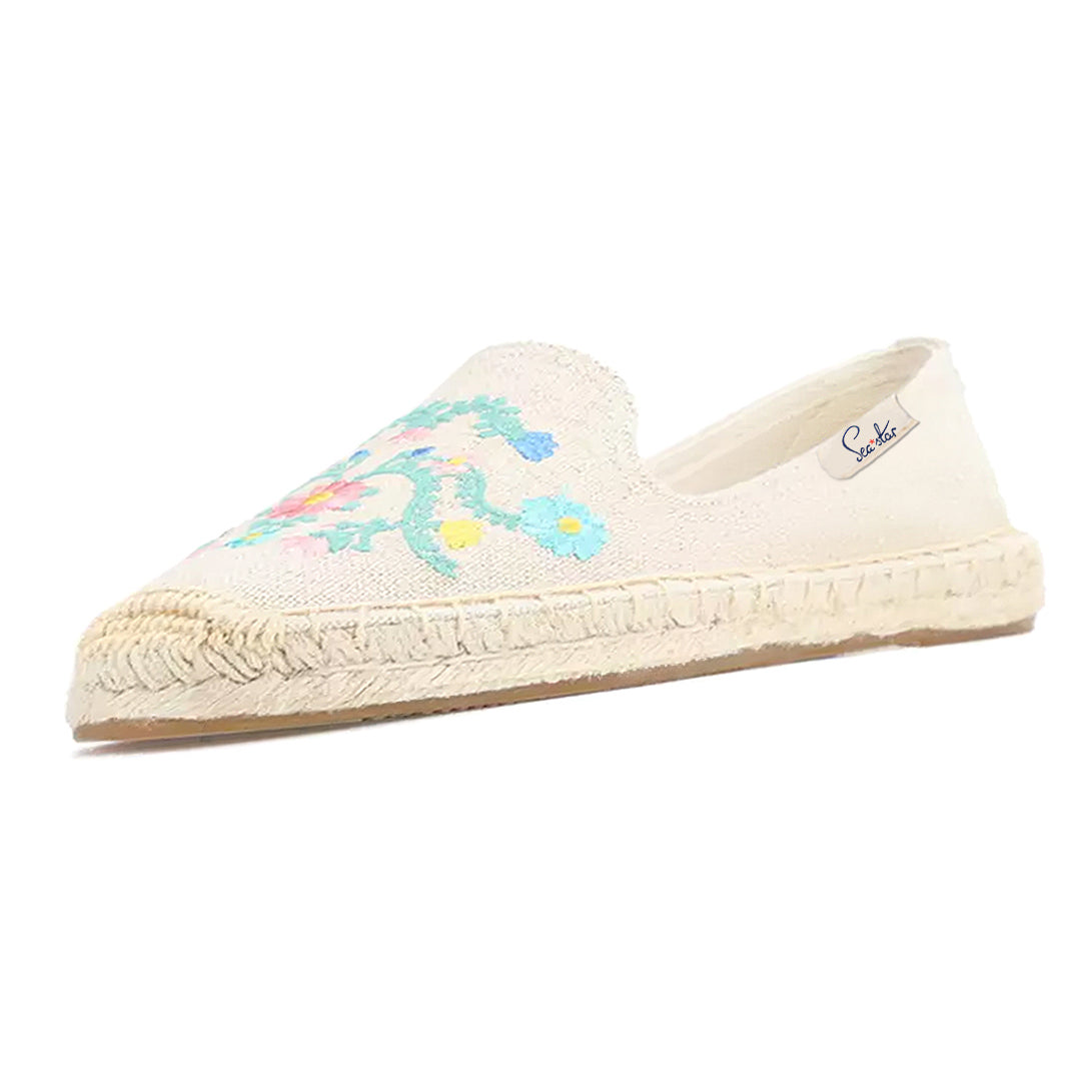 Bayside Beach Club Women's Floral Espadrille Sandals - Comfortable Summer Shoes for Beach, Vacation & Casual Wear