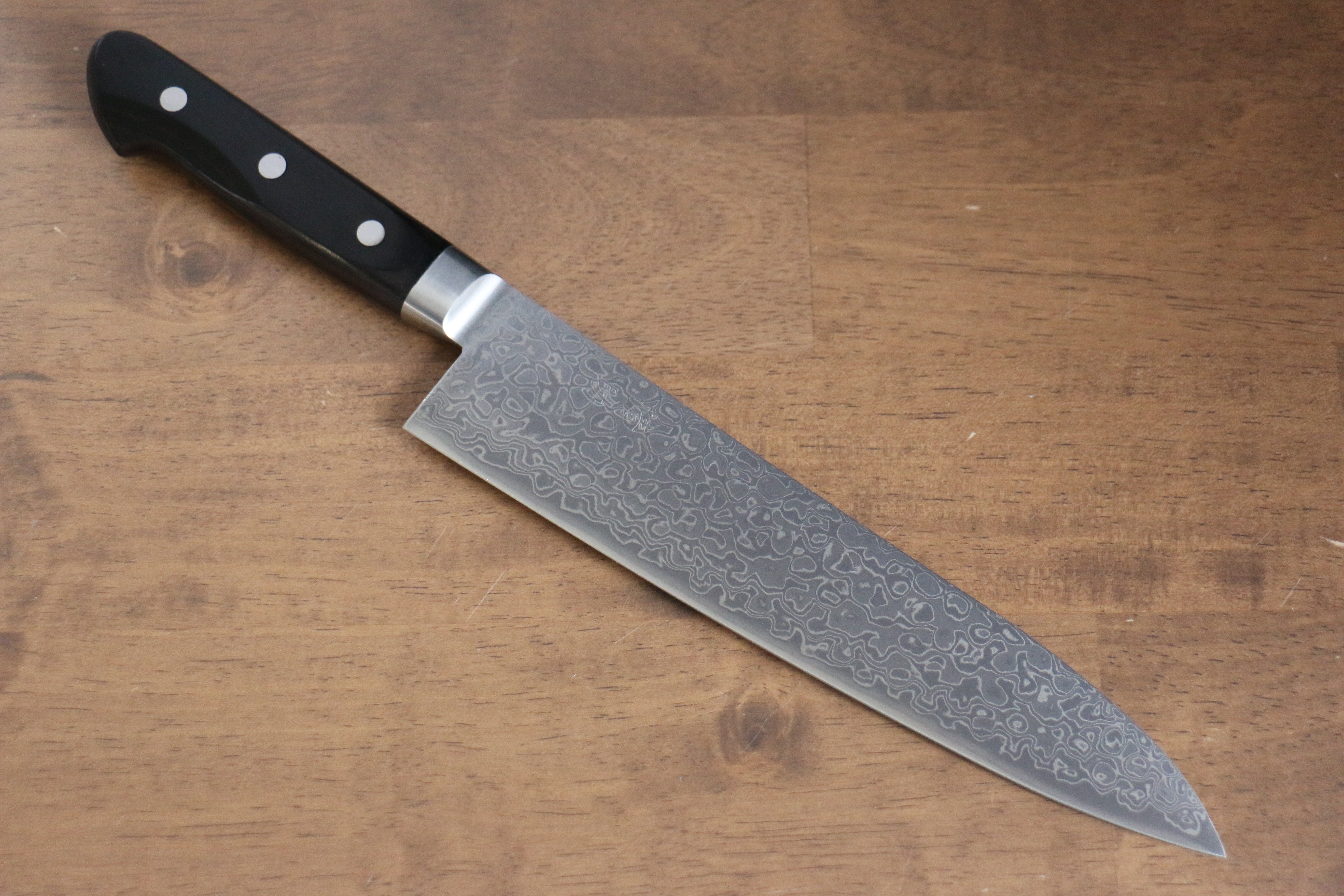 Premium AUS10 Damascus Gyuto Knife 210mm - Mirrored Finish, Black Pakka Wood Handle - Japanese Chef Knife for Professional Cooking, Slicing, and Meat Cutting