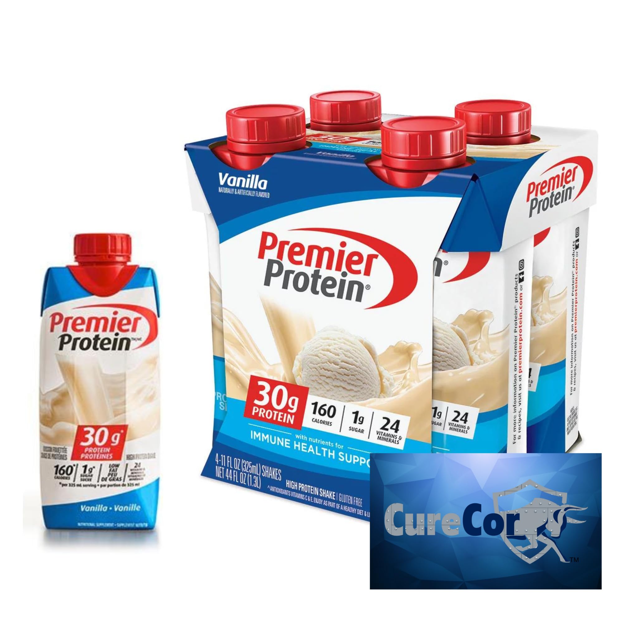 Premier Protein Shake Bundle - 4 Pack Vanilla Flavor (11 Fl Oz Each) | 30g High Protein, Low Sugar Meal Replacement | Perfect for Post-Workout Recovery, Weight Management & On-the-Go Nutrition