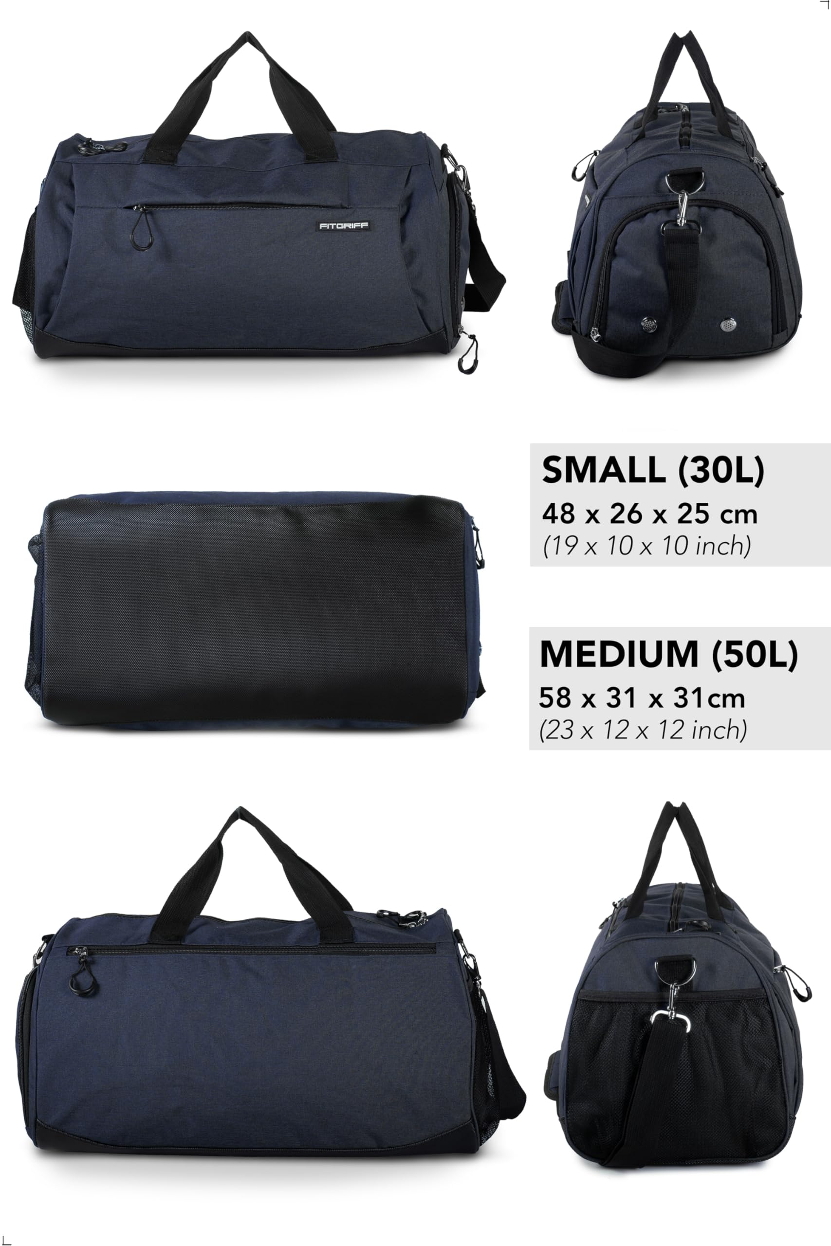 Fitgriff® Gym Bag for Men & Women - Large Duffle Bag with Shoe & Wet Compartment | Water-Resistant Sports Bag for Travel, Workout, Fitness & Gym | Perfect for Gym Locker, Yoga Class & Weekend Getaways