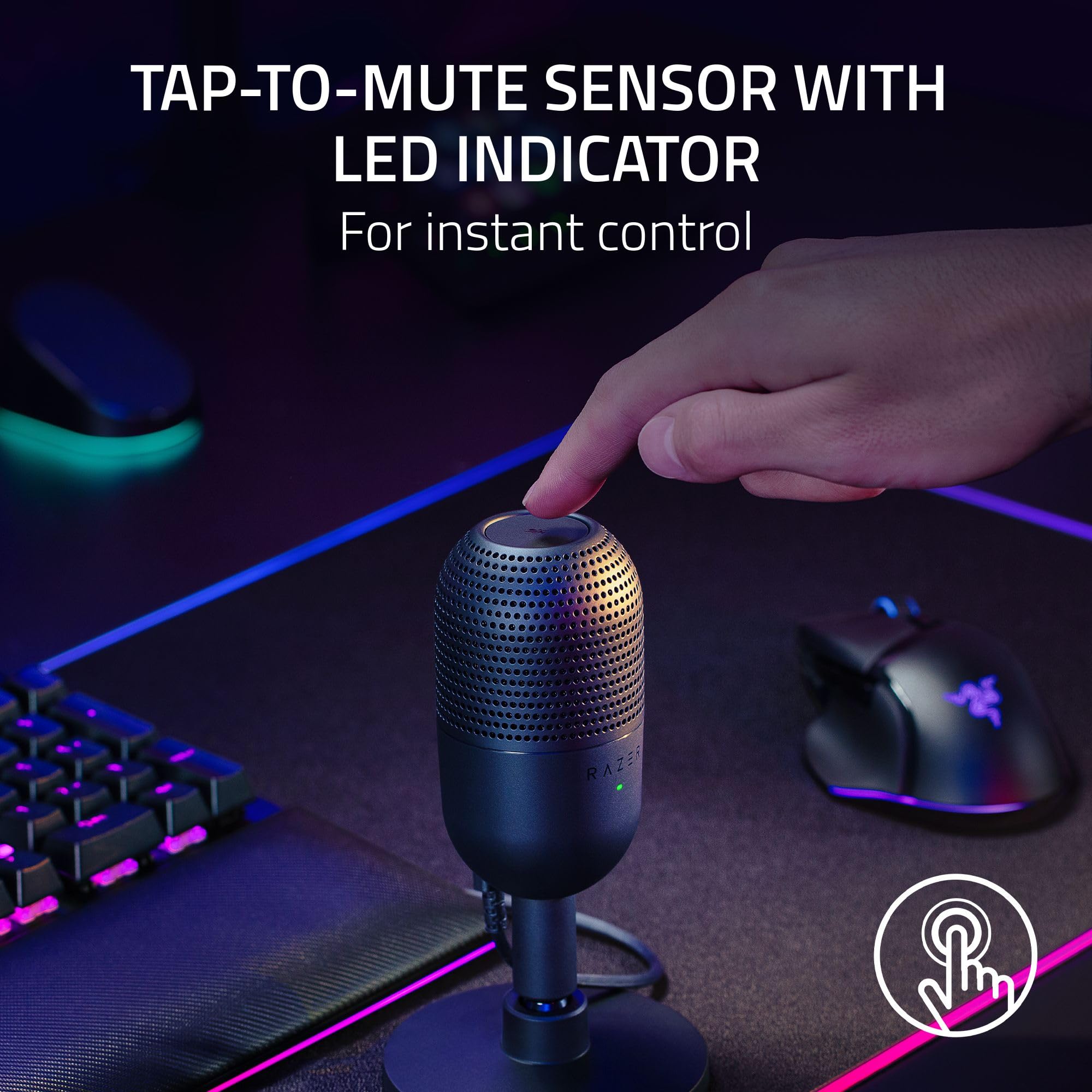 Razer Seiren V3 Mini USB Mic - Supercardioid Condenser Mic for PC Streaming & Gaming