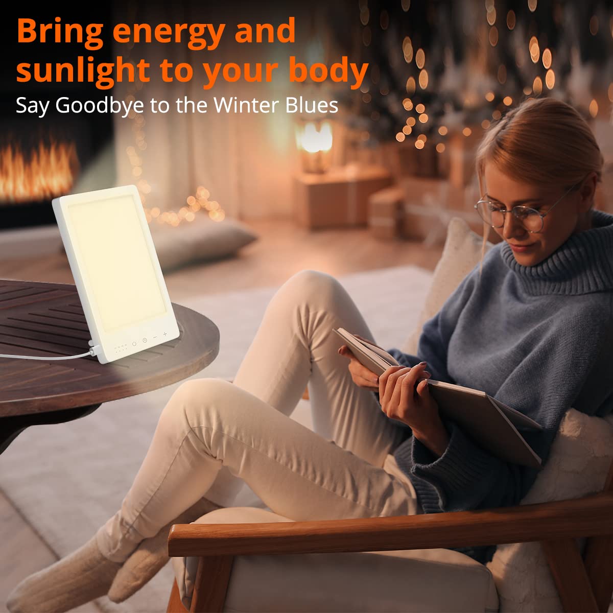 EasyHome 10000 Lux LED Light Therapy Sun Lamp - 10 Adjustable Brightness, Dual Color Temperature (White/Warm Light), 4 Timer & Memory Function - Perfect for Seasonal Affective Disorder (SAD), Vitamin D Boost, and Home/Office Mood Lighting