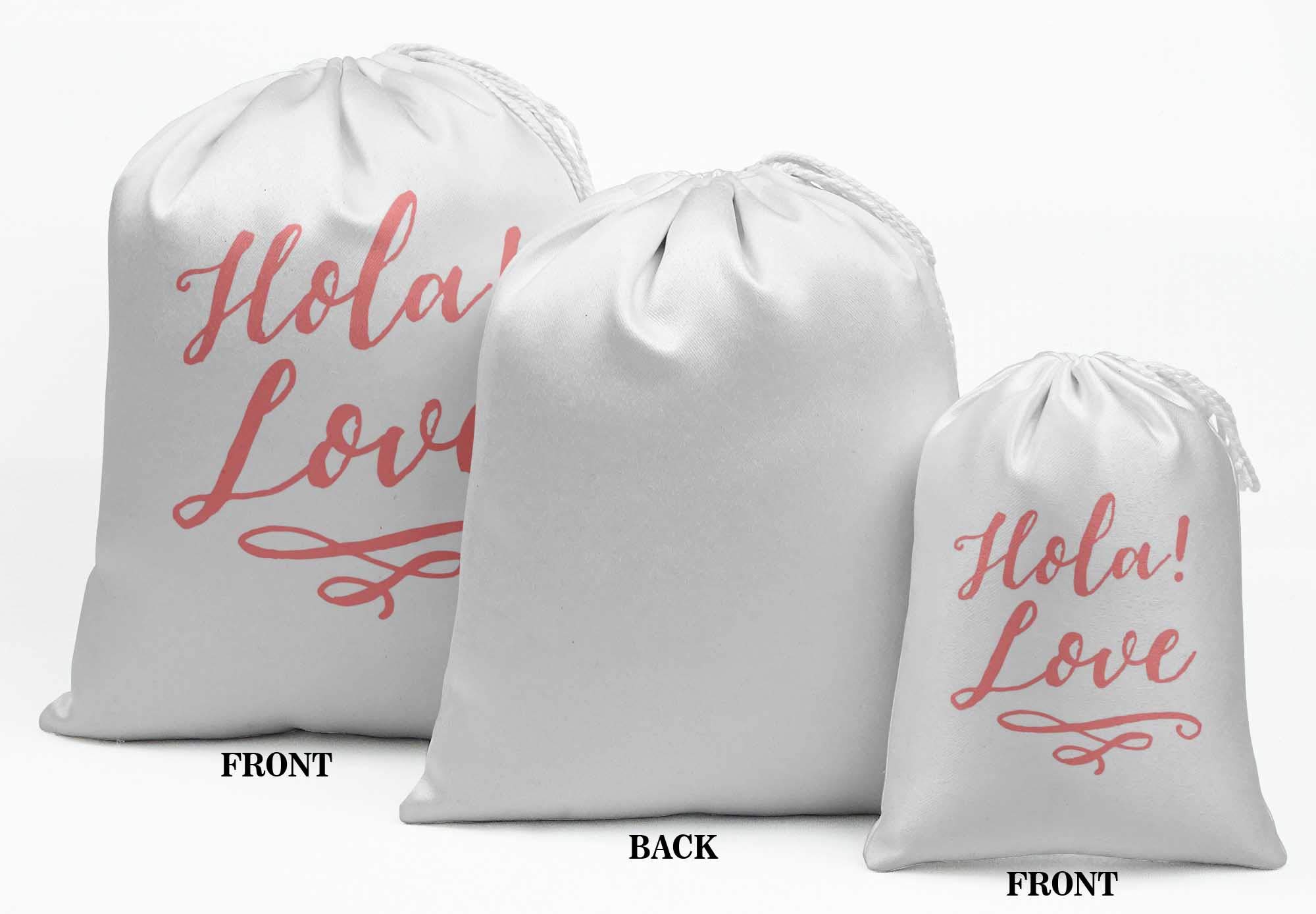 White Hola Love Wedding Favor Bags - 15-Piece Set for Party Supplies & Gift Pouches | Perfect for Bridal Showers, Receptions & Anniversary Celebrations