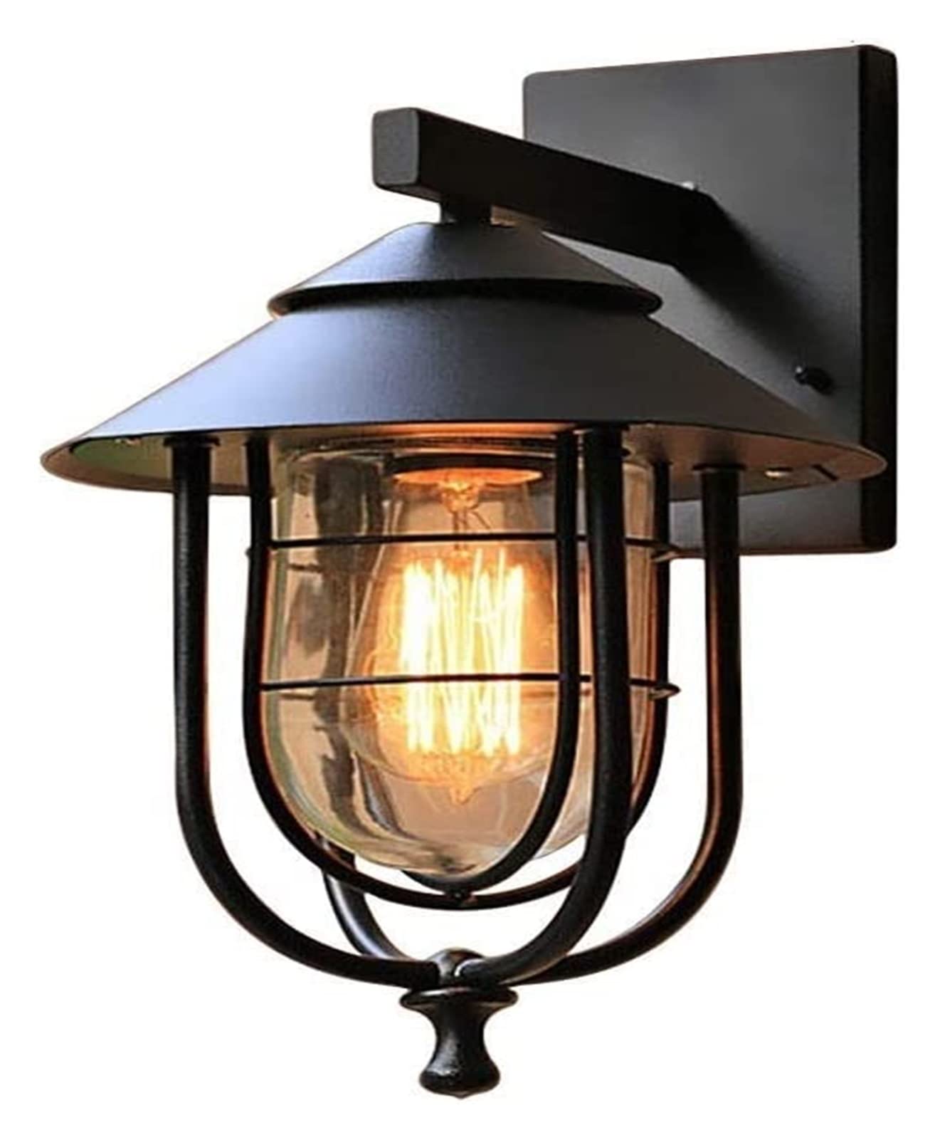Vintage Black Waterproof LED Outdoor Wall Lamp - Industrial Style Porch Light for Balcony, Terrace & Garden - Durable Weatherproof Exterior Lighting for Home Decoration
