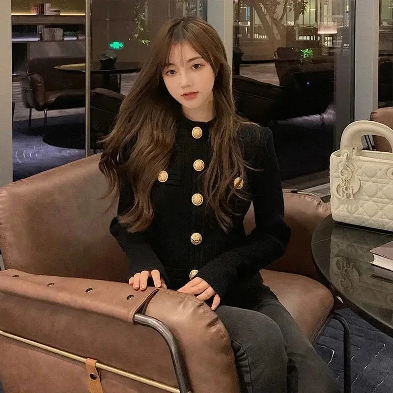 Elegant Buttoned Long Sleeve Crewneck Sweater for Women | Soft Winter Knit Pullover | Perfect for Office, Dating & Casual Outfits