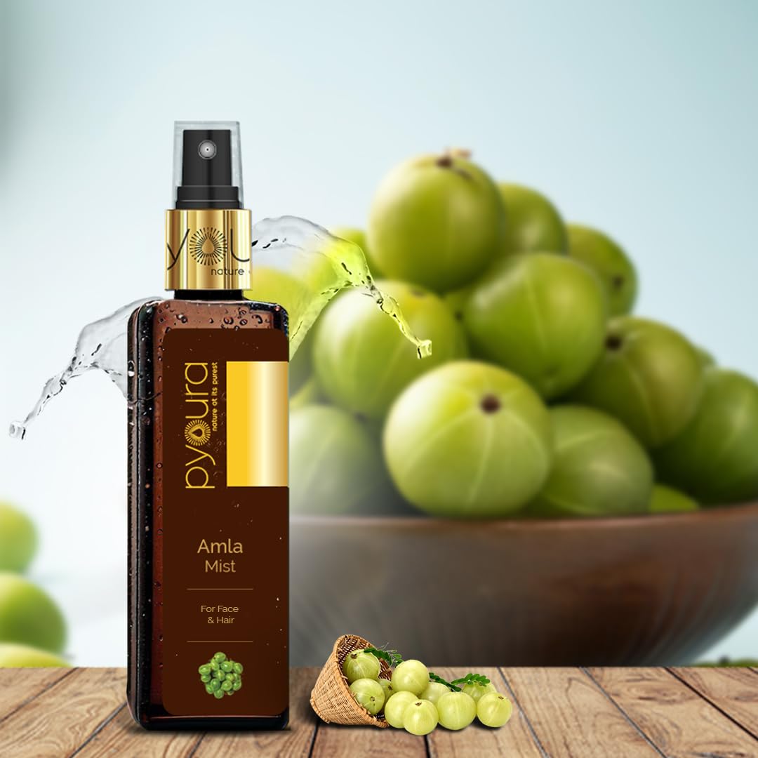 PYOURA Skin Brightening Amla Face Toner Mist 100ml - Anti-Aging Facial Toner for Wrinkles, Dark Spots & Pigmentation - Hydrating Natural Face Serum for Oily, Dry & Combination Skin - Perfect for Daily Skincare Routine & Travel-Friendly Beauty Essential