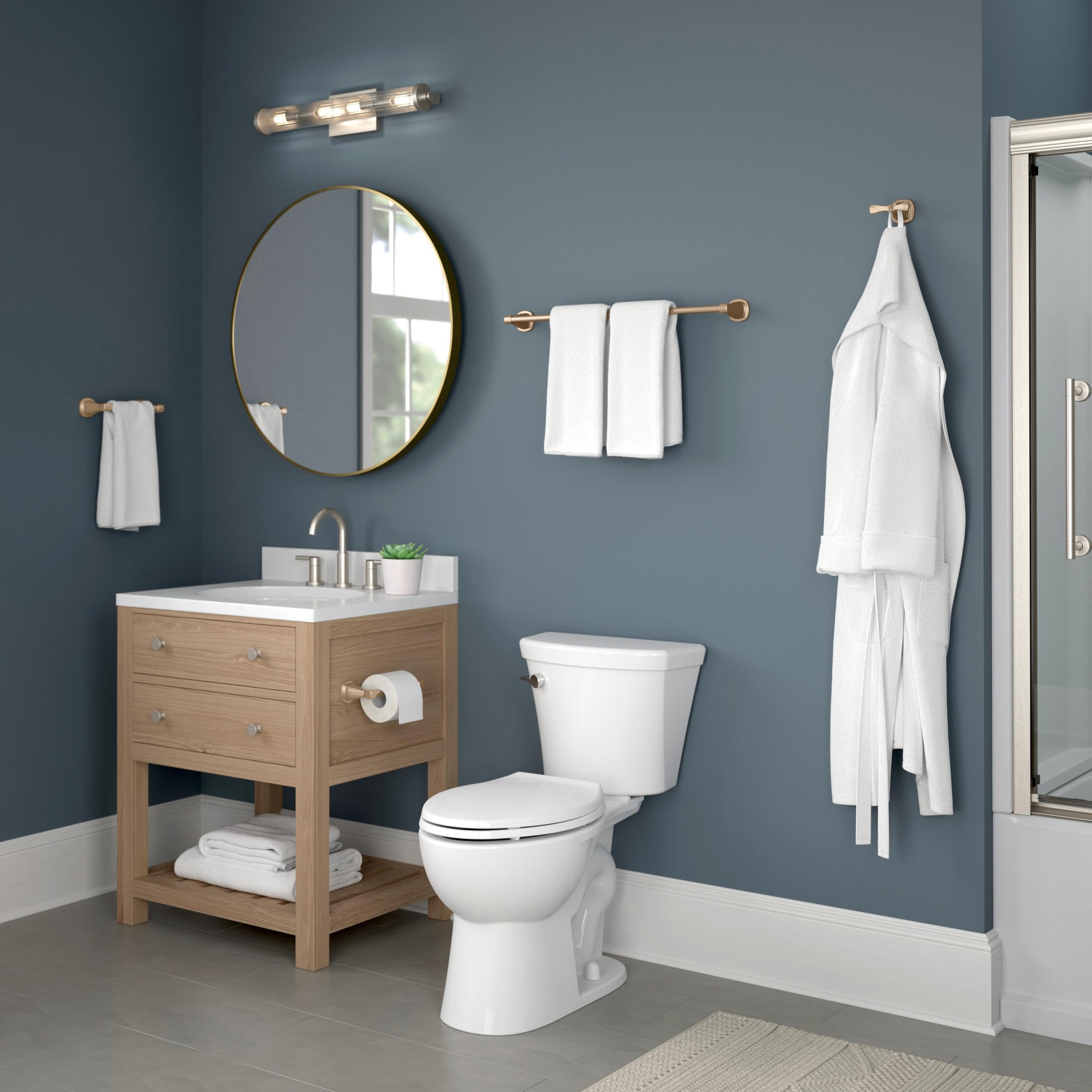 Delta Faucet 77655-CZ Stryke Double Post Pivoting Toilet Paper Holder in Champagne Bronze - Durable Bathroom Accessory for Modern Homes & Luxury Hotels