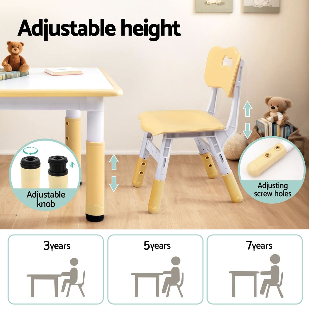 Keezi Kids Table and 4 Chairs Set - Graffiti Design Children's Furniture for Playroom, Classroom & Home - Durable & Safe Toddler Activity Table with Chairs for Arts, Crafts & Learning