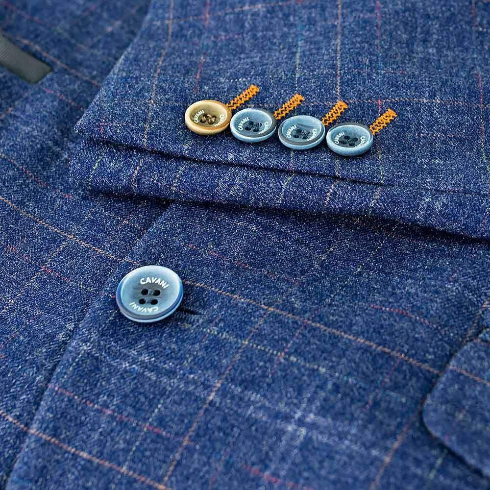 Kaiser Blue Slim Fit Checkered Jacket for Men - Stylish Casual Blazer for Office, Dating & Outdoor Events