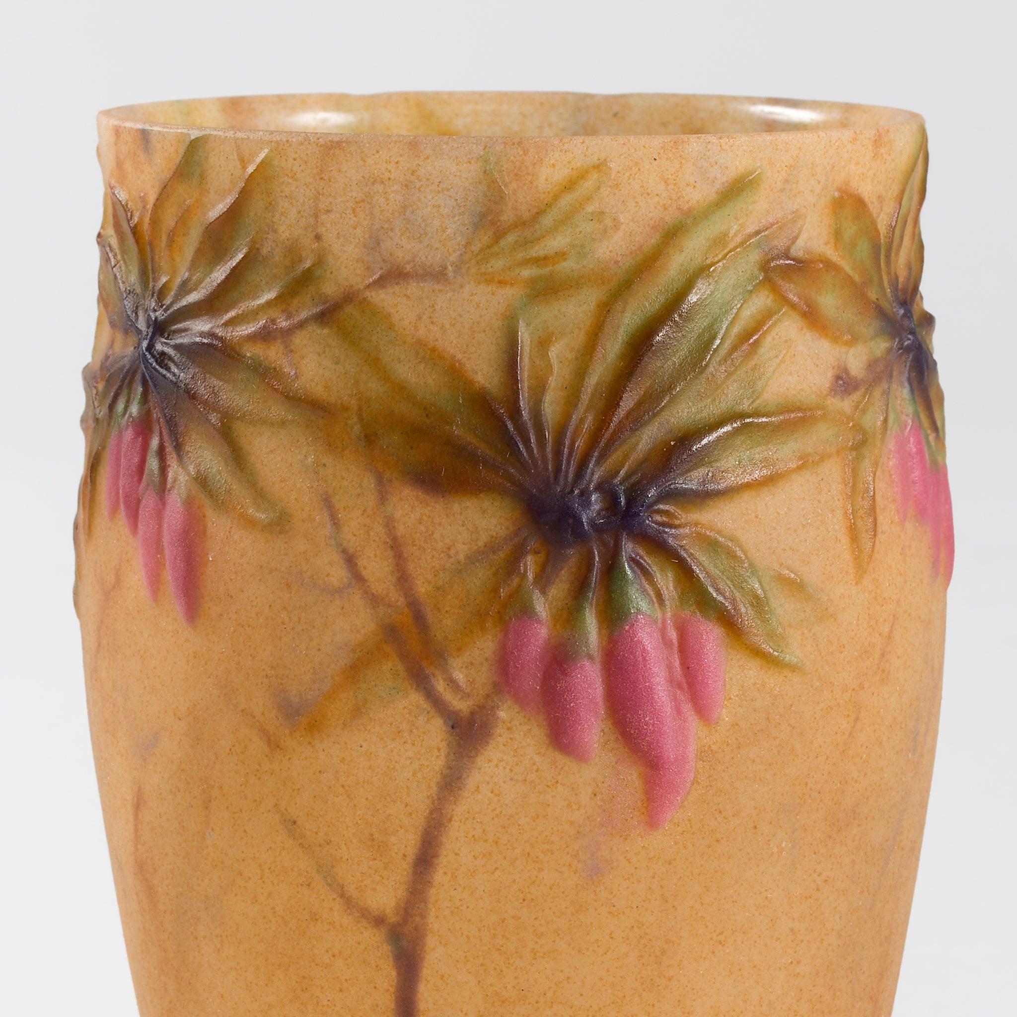 Gabriel Argy Rousseau Pâte de Verre Glass Vase | Handmade Lyciet de Barbarie Art Vase | Perfect for Home Decor, Wedding Centerpieces & Luxury Gifts
