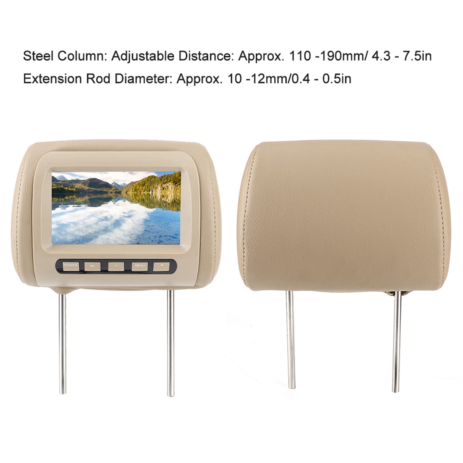 2 Pack Universal 7-inch HD Car Headrest LCD Video Player - MP5 Display with Remote Control, Brown - Perfect for Long Road Trips & Family Travel Entertainment