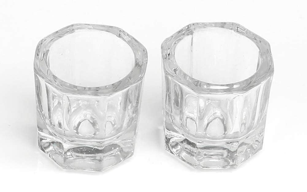2PCS Crystal Glass Acrylic Powder Liquid Nail Art Cup with Lid - Manicure Bowl Container for Nail Extension & Dip Powder - Perfect for Salon, Home DIY Nail Art & Professional Nail Technicians