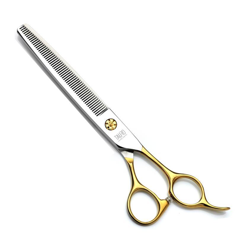 Tauro Pro Line Professional Thinning Shears for Hair Cutting - Right-Handed 440C Stainless Steel Scissors with Golden Handles - Perfect for Salon Stylists & Home Hairdressing