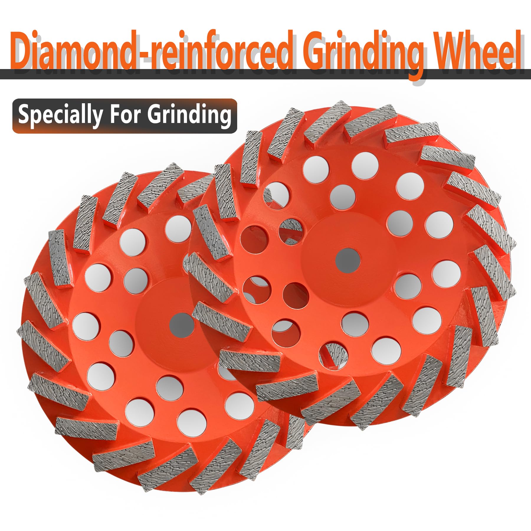 7 Inch 180mm Diamond Grinding Cup Wheel with 24 Turbo Segments - Professional Concrete Grinding Disc for Epoxy, Vinyl, Mastic, Stone, Pavers & Driveways - Orange Color - Perfect for Floor Prep, Surface Leveling & DIY Home Renovation Projects