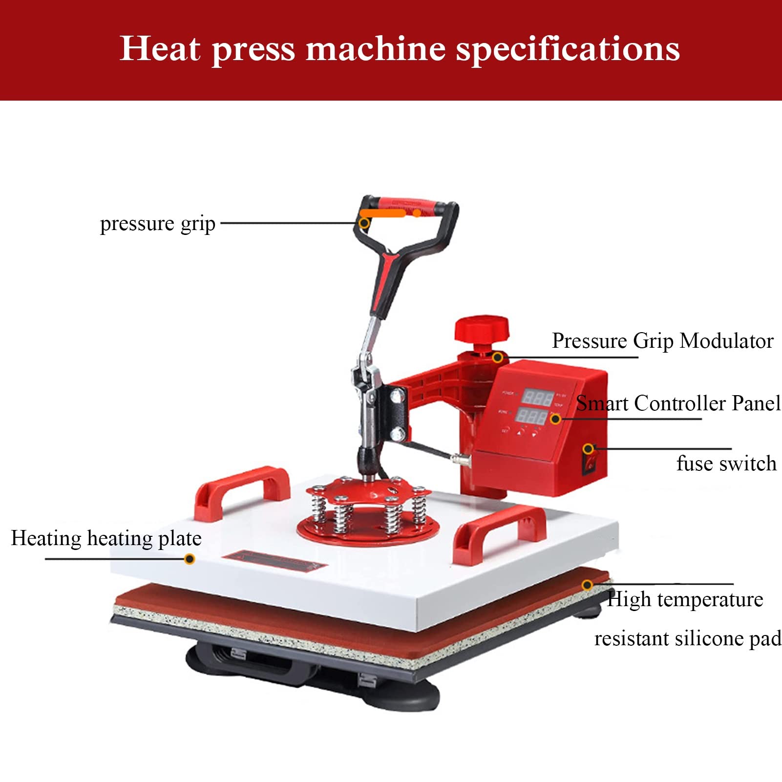 15x15 Inch 8-in-1 Digital Heat Press Machine with 360° Swing Away - Multi-Function Sublimation Combo for T-Shirts, Mugs, Hats, Plates & Bottles | Perfect for DIY Crafts, Custom Apparel & Small Business Printing