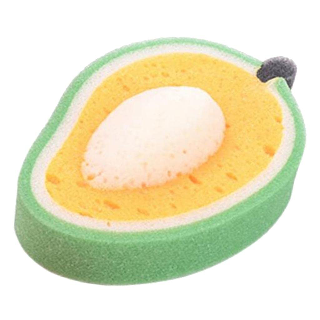 Cartoon Fruit Shaped Bath Sponge for Kids - Soft Dishwashing Sponge with Mango Design | Fun Bath Time & Kitchen Cleaning Tool for Children