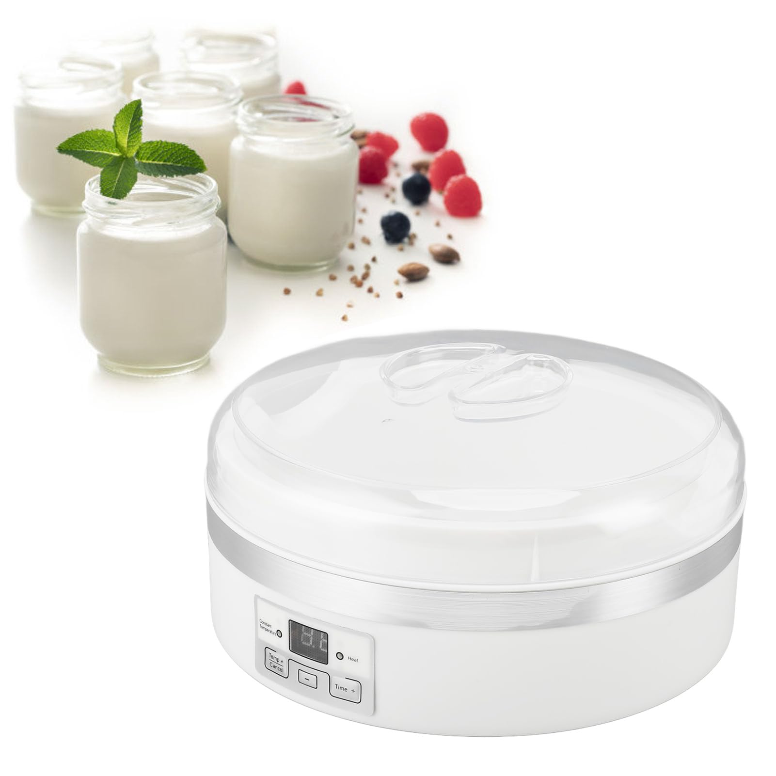Electric Yogurt Maker Machine with 7 Glass Jars - Automatic Greek Yogurt Maker with Temperature & Time Control - Perfect for Homemade Yogurt at Home - Ideal for Healthy Breakfast, Snacks & Keto Diet