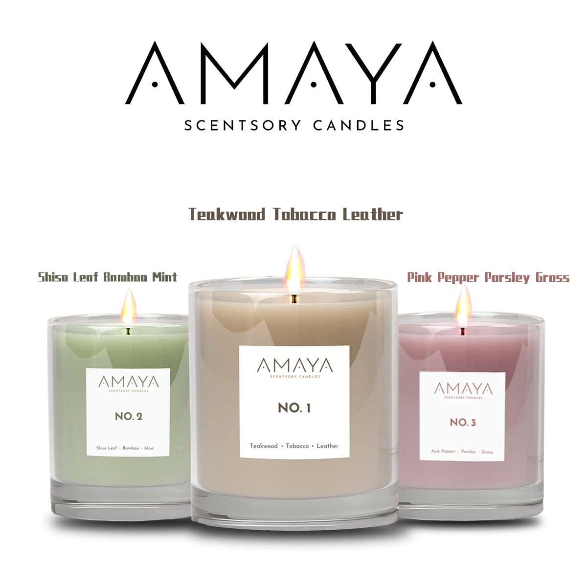 Amaya Scented Candles | 8Oz Soy Wax Candles with Asian-Inspired Fragrance | Pink Pepper, Parsley & Grass Aromatherapy Candle | Home Decor & Relaxation Gift for Women | Perfect for Spa Nights, Meditation & Cozy Home Ambiance