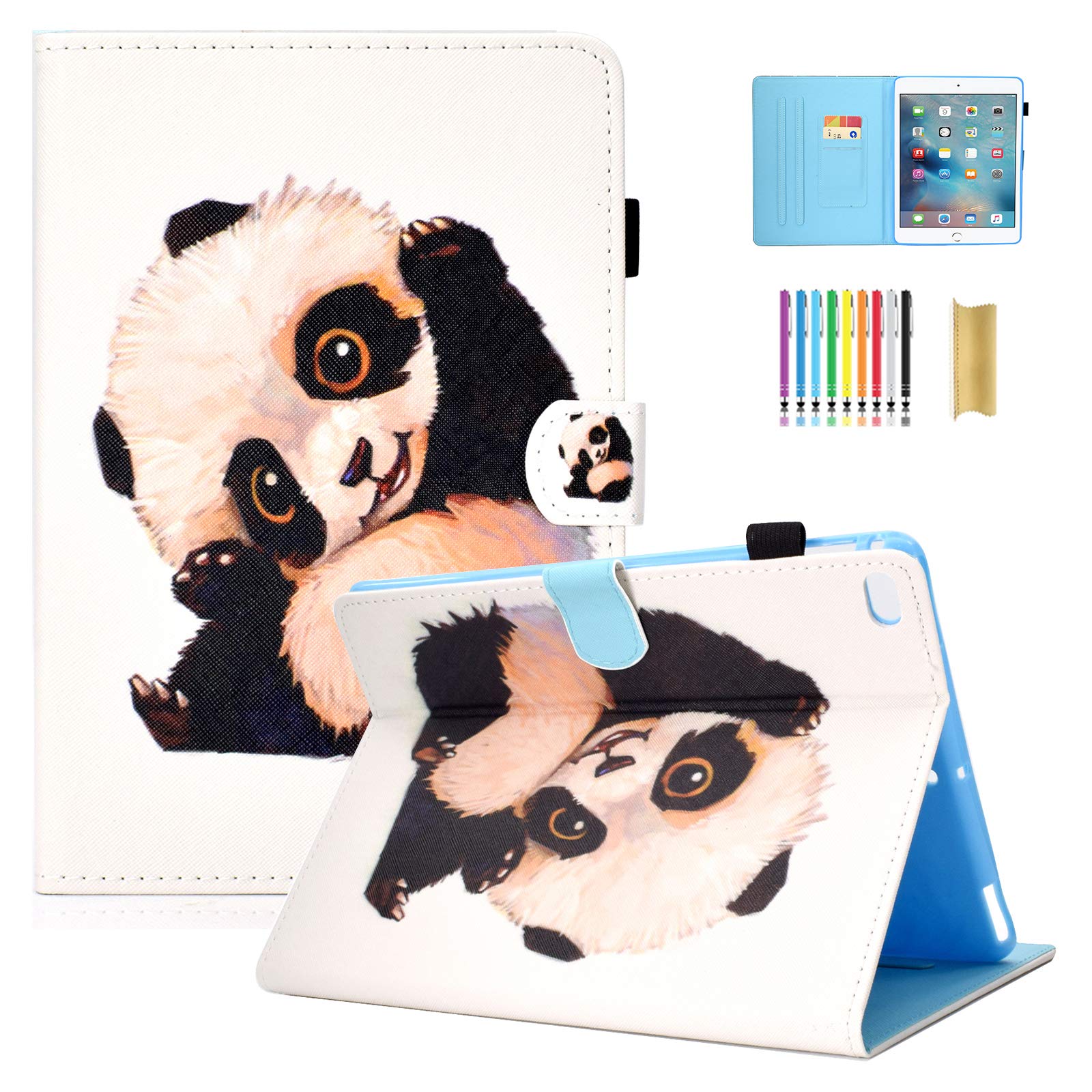 Dteck Premium PU Leather iPad Case for iPad 6th/5th Gen & iPad Air 2/Air - Slim Protective Smart Cover with Auto Wake/Sleep & Multi-Angle Stand | Perfect for Work, Study & Travel | Hello Panda Design
