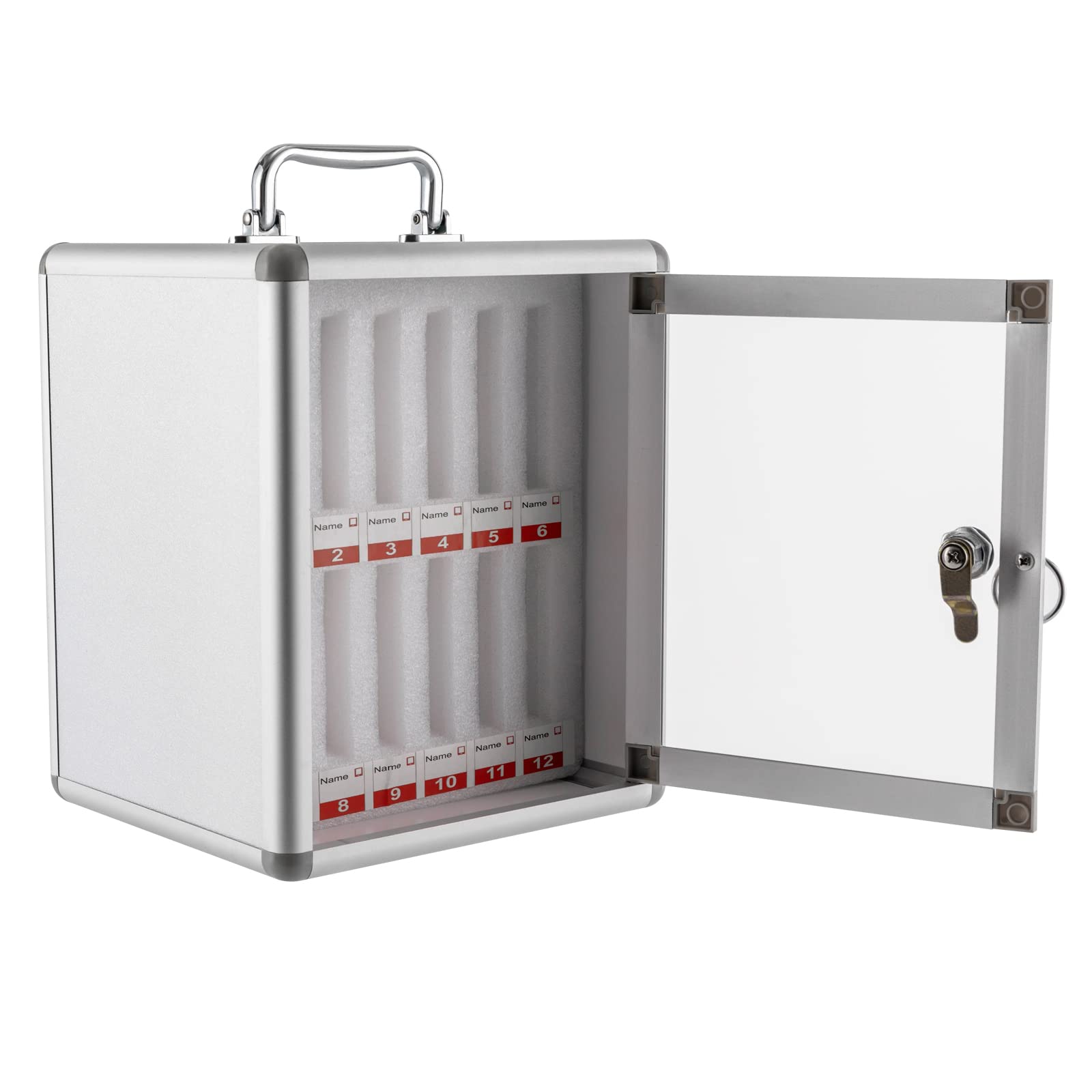 Aluminum Phone Locker Box - 12 Slots with Safety Lock for Classroom & Office Storage