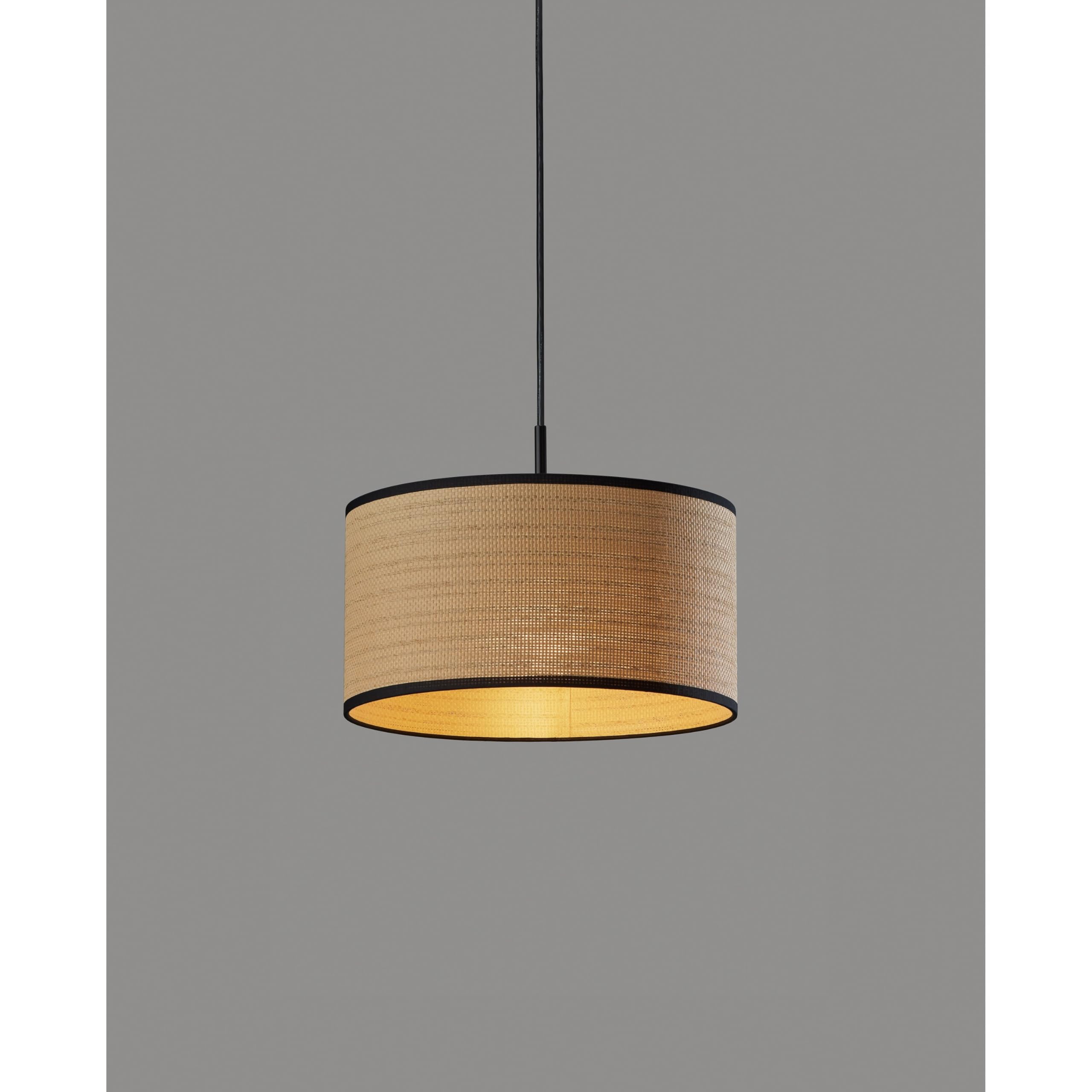 Adesso 4001-02 White Harvest Drum Pendant Light - Farmhouse Style Ceiling Fixture for Kitchen, Dining Room & Bedroom Lighting