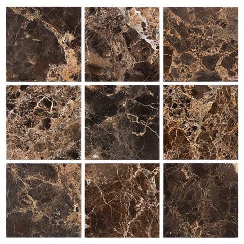 Emperador Dark Marble 4x4 Subway Tile - Polished or Tumbled Finish for Kitchen Backsplash, Bathroom Walls & Shower Surrounds