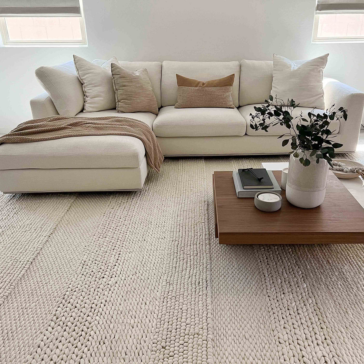 Fleur Braided and Looped Rug - Soft Boho Chic Area Rug for Living Room, Bedroom, Nursery | Non-Slip Durable Floor Mat for Home Decor