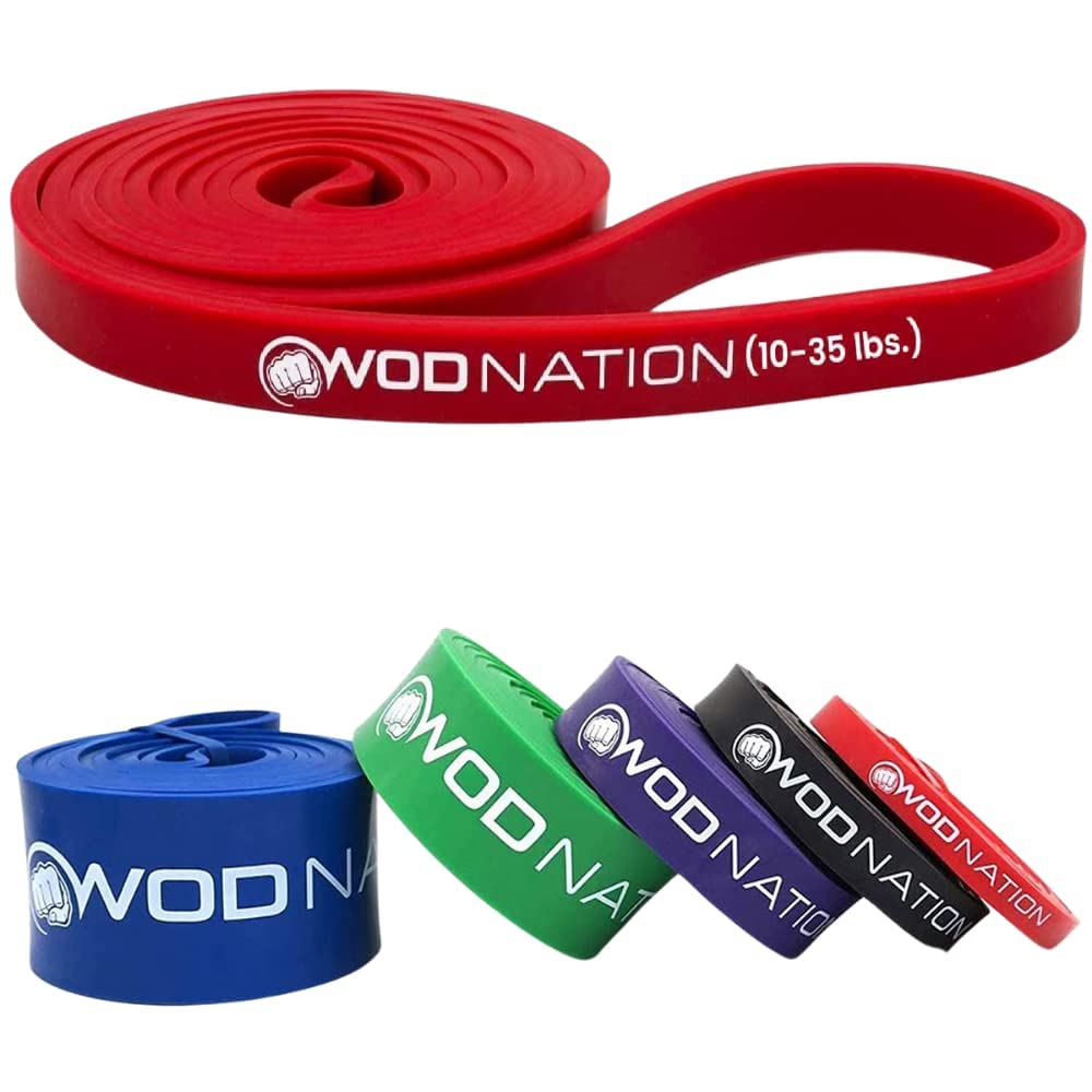WOD Nation Pull Up Assistance Bands (10-175lbs Resistance) - Premium Workout Bands for Pullups, Chin Ups, Strength Training & Mobility Exercises - 41 Inch Fitness Straps - Perfect for Home Gym, CrossFit & Physical Therapy