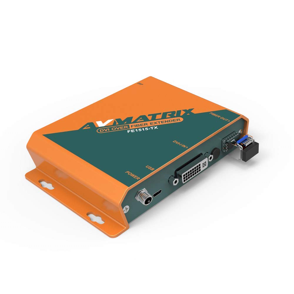 AVMATRIX FE1515 Fiber Optic RX/TX Video DVI Converter with 20km SFP LC Module - Long Distance Fiber Optic Extender for Monitors & Displays - Ideal for Digital Signage, Control Rooms & Video Walls