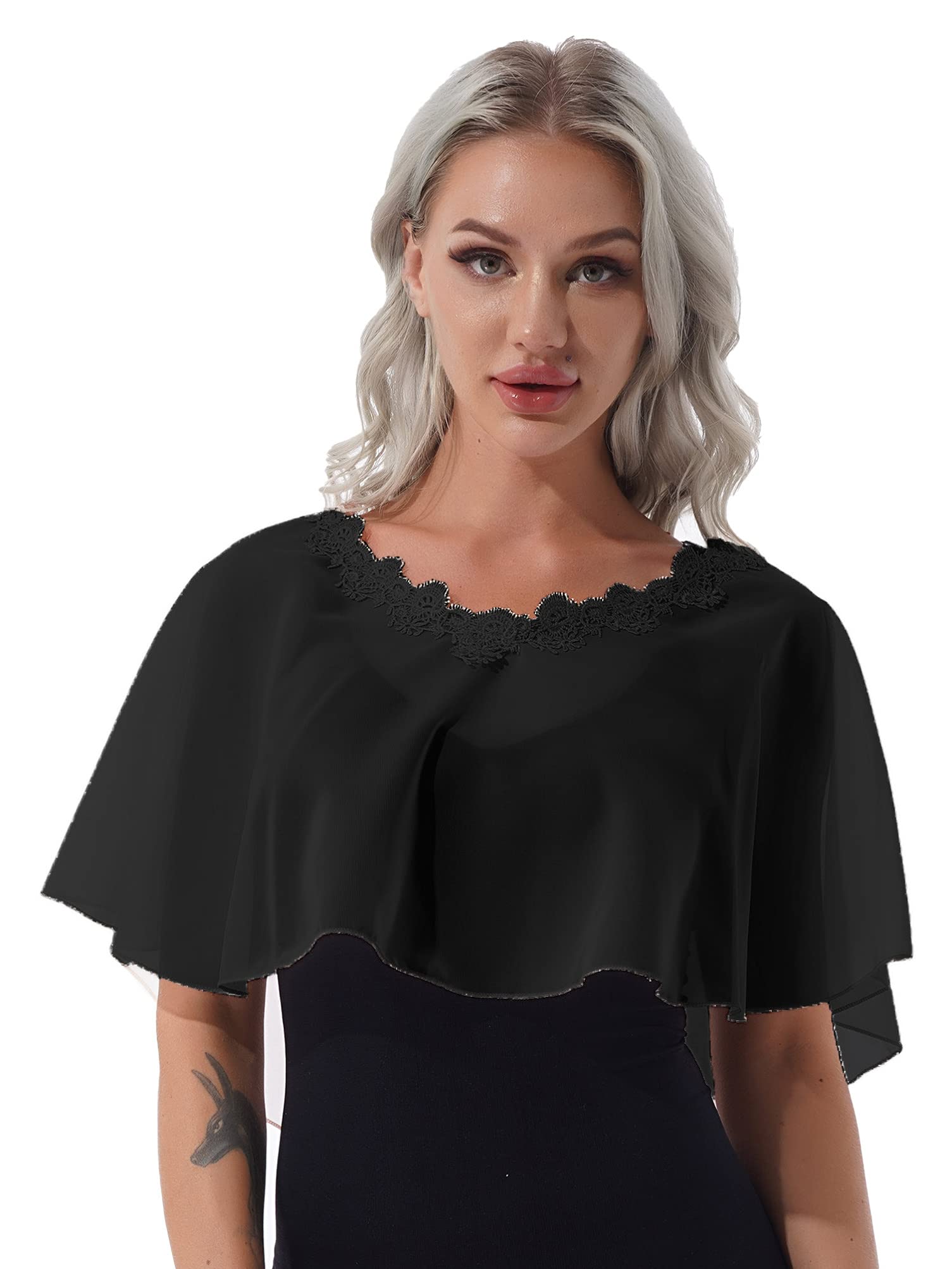 Aislor Women's Elegant Chiffon Bridal Wrap Wedding Shawl Cape Jacket Bolero Shrug - Perfect for Evening Dresses, Bridal Parties & Formal Events