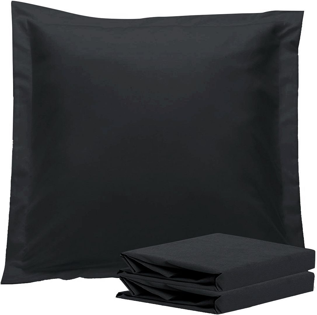 1000TC Premium Ultra Soft European Pillowcases 2 Pack - Luxury Bedding Set for Hotel & Home Use - Black