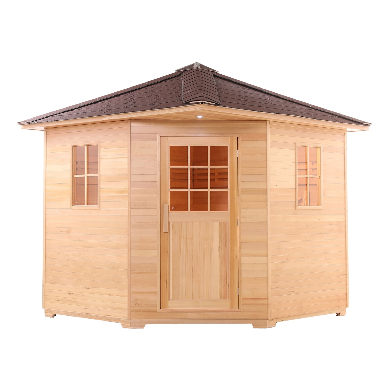 Premium Aleko Canadian Hemlock Wet & Dry Outdoor Sauna with Asphalt Roof - 6 kW ETL Certified Heater for 5 People | Perfect for Backyard Relaxation & Home Spa Experience