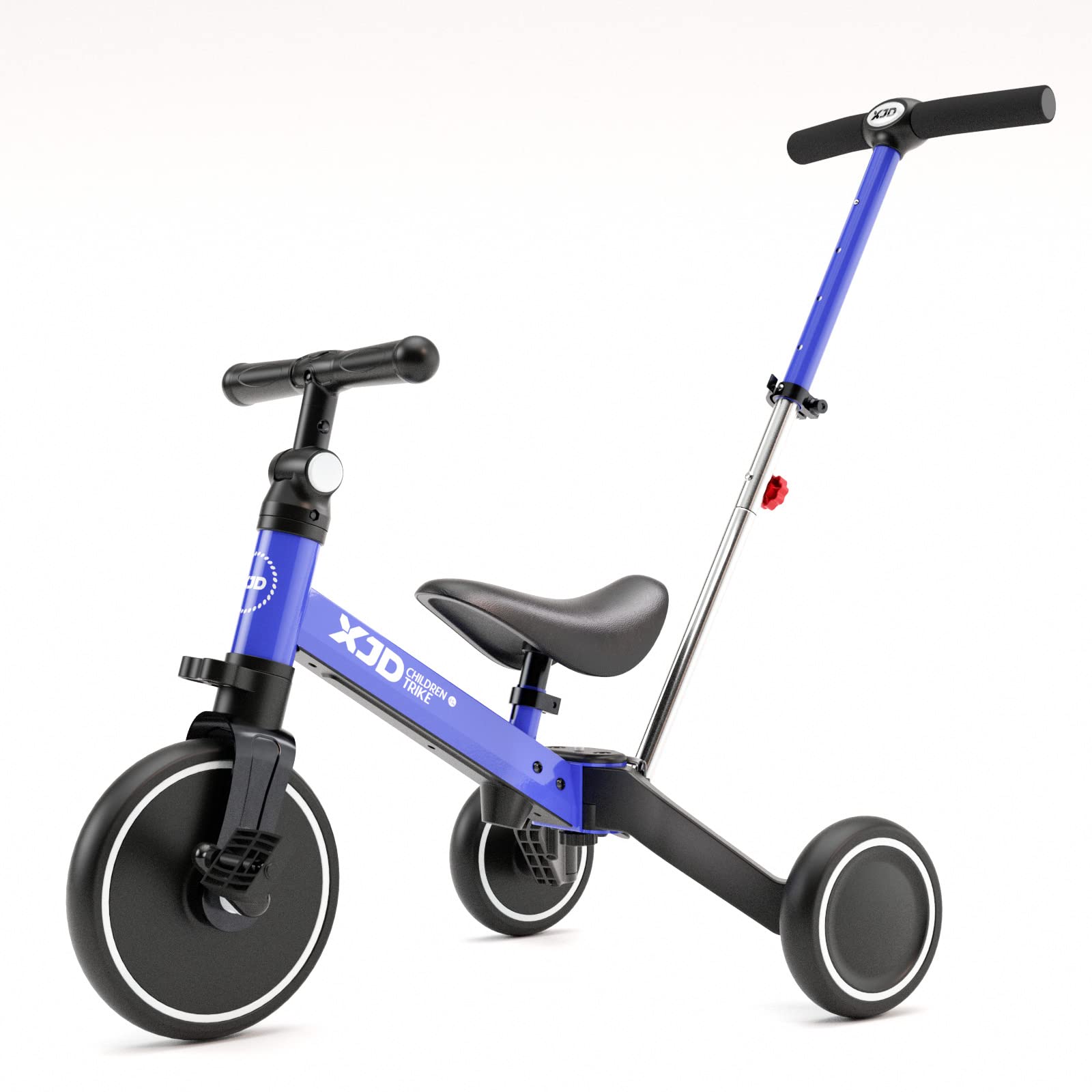 **XJD 7-in-1 Toddler Bike with Push Handle for 1-3 Year Old Kids - Adjustable Tricycle for Boys & Girls - Baby Bike & Infant Trike - Perfect for Indoor & Outdoor Play (Blue)**